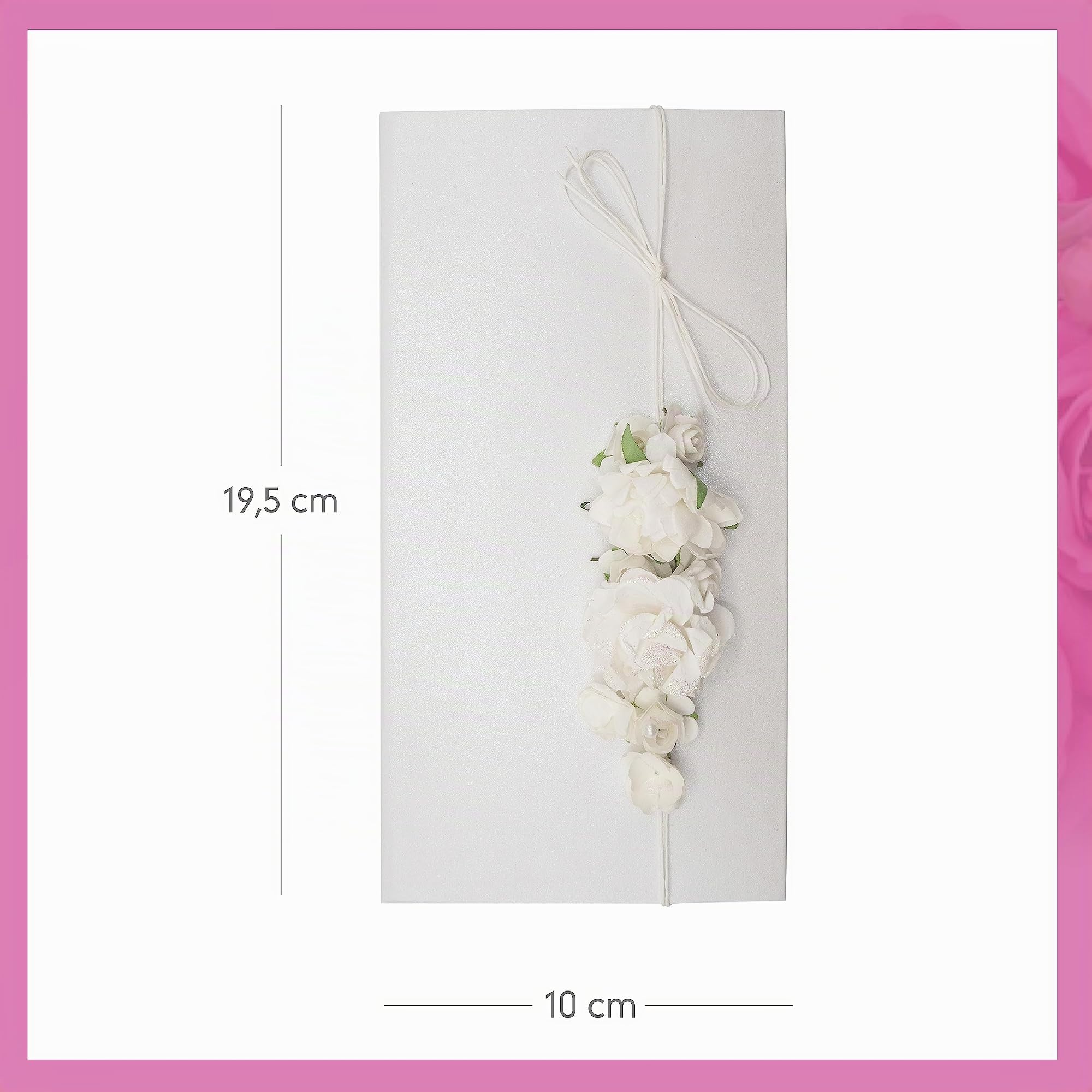 Decoraparty Bolsa para dinero para boda, con tarjeta de regalo para novios, bautizos, comuniones, ceremonias, felicitaciones, 10,5 x 19,5 cm, color blanco
