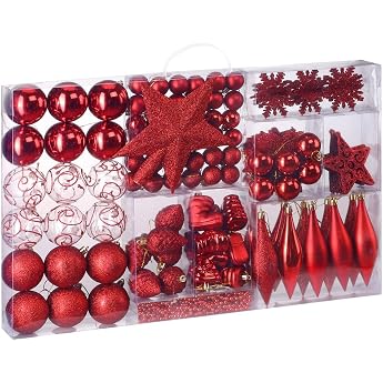 Deuba Christmas Baubles Set of 102 Christmas Tree Baubles Christmas Tree Decorations