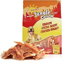 Vista 1 de Jungle Calling Golosinas para perros, palitos masticables envueltos en carne seca de pollo, aperitivos masticables de larga duración, suplemento