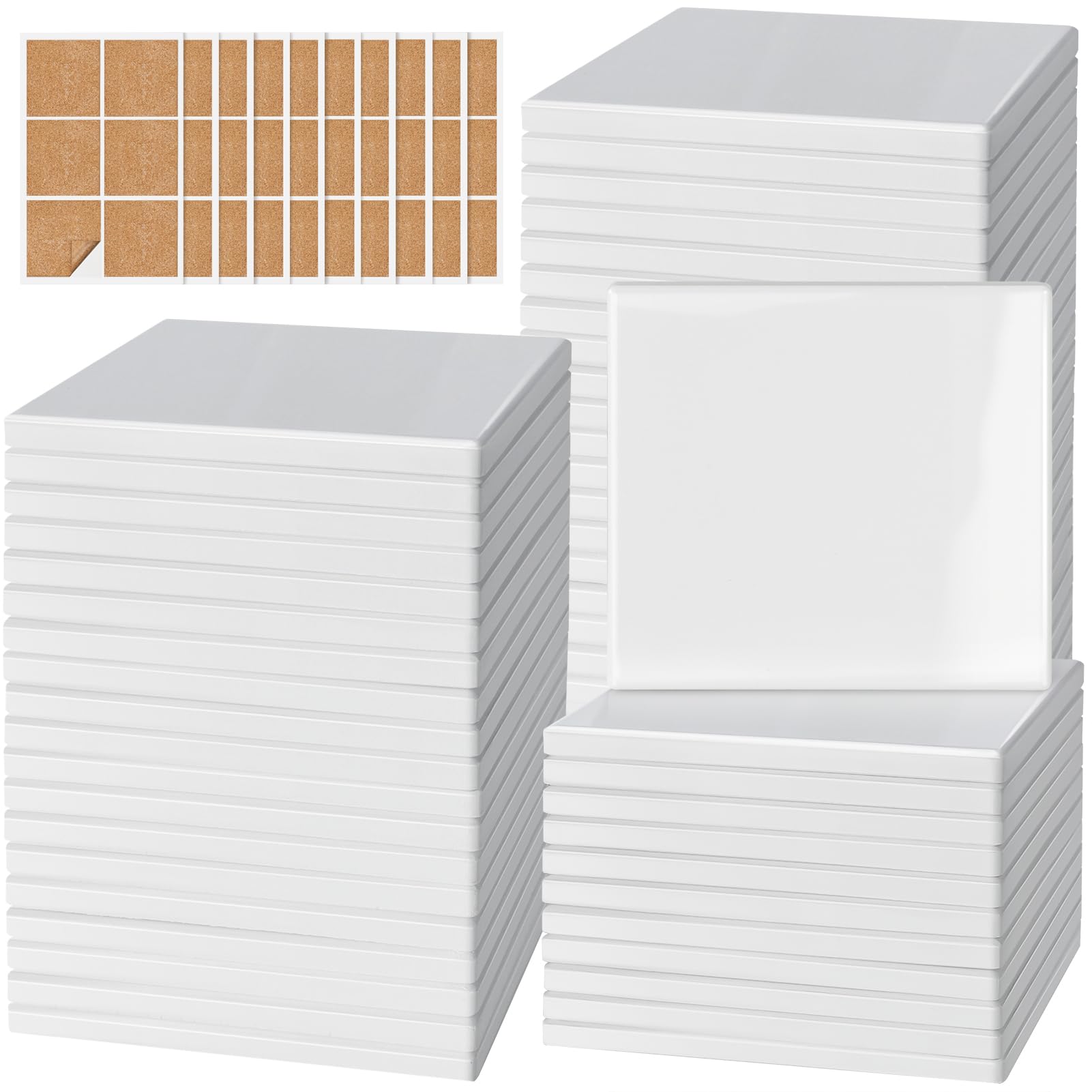 Photo 1 of 60 PCS Sublimation Coasters Glossy Glazed Ceramic Tiles with Cork BackingsLPNPMGN8115482
