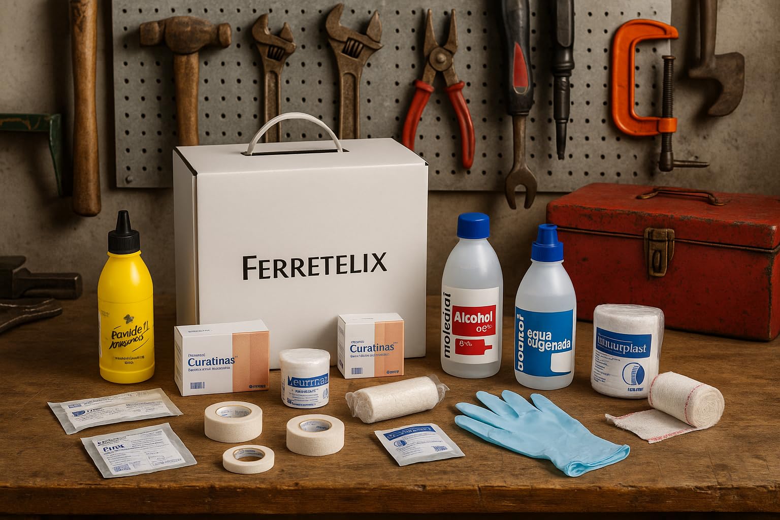 Ferretelix®, Kit reposicion Armario/maletin botiquin primeros auxilios con productos homologados cumpliendo la normativa CE Fabricado en España