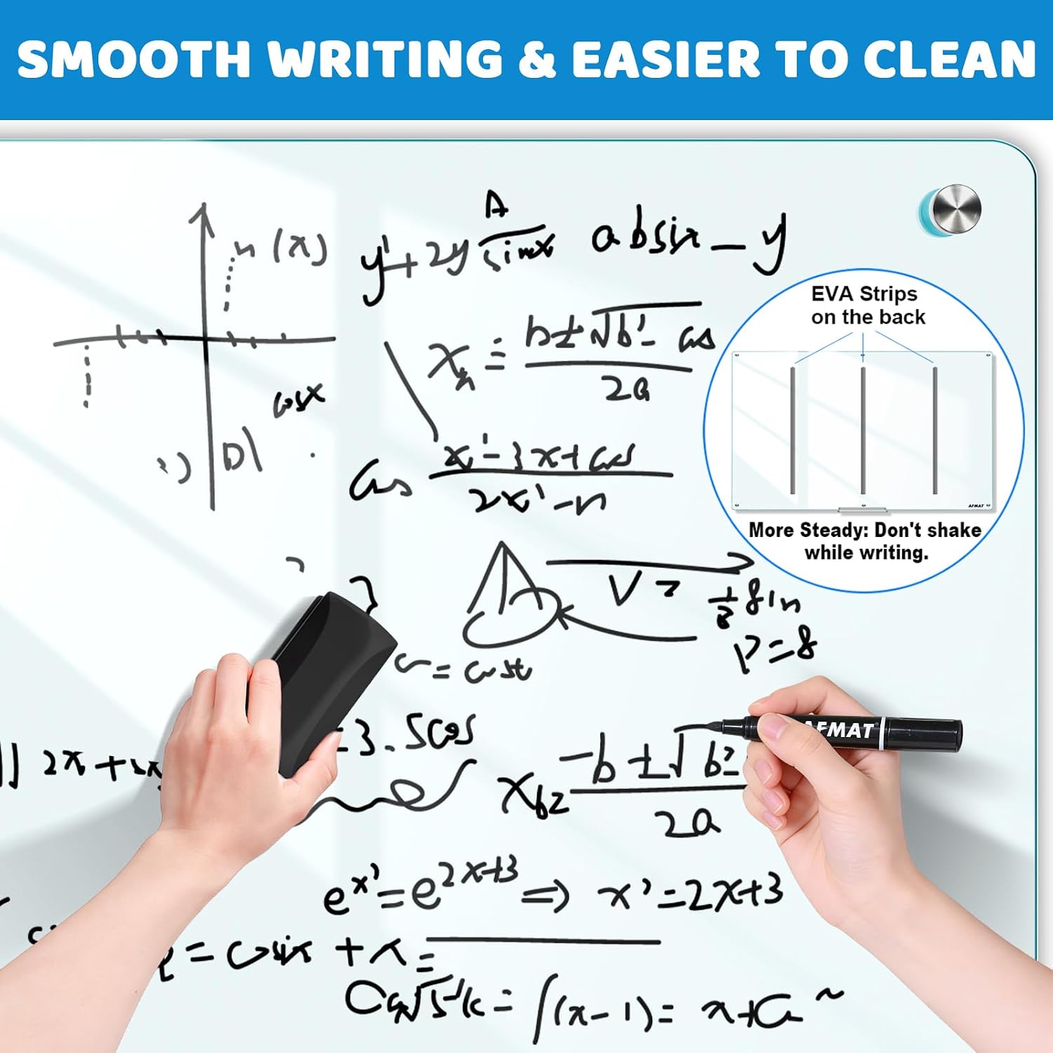 AFMAT Magnetic Glass Dry Erase Board, 72" x 48" Glass Wall Mounted Whiteboard, 4mm Tempered Glass w/Strong Magnetic Surface, Large Frameless White Board for Office Home School
