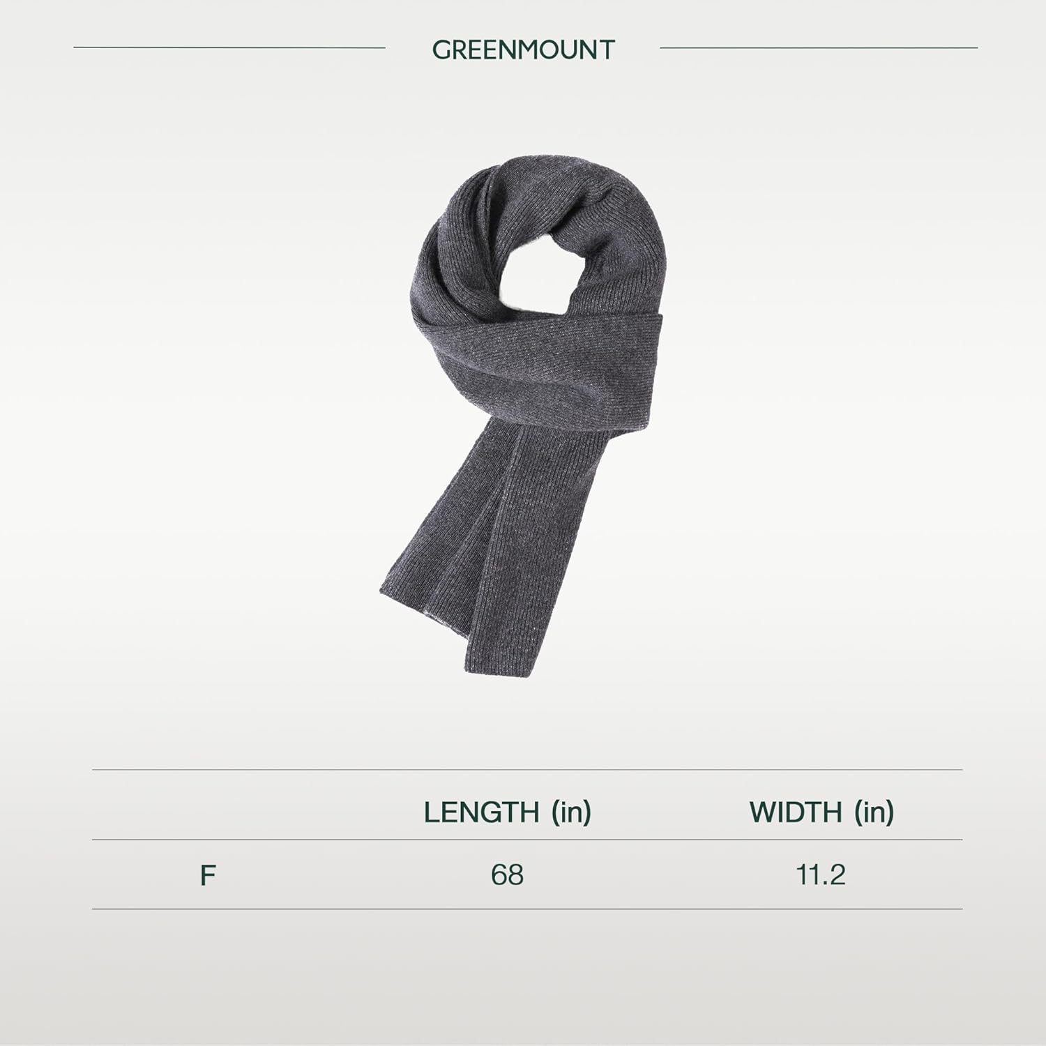 GreenMount Men’s Cashmere Scarf Ribbed Knitted 100% Cashmere Scarf Warm Thick Soft for Fall Winter Men