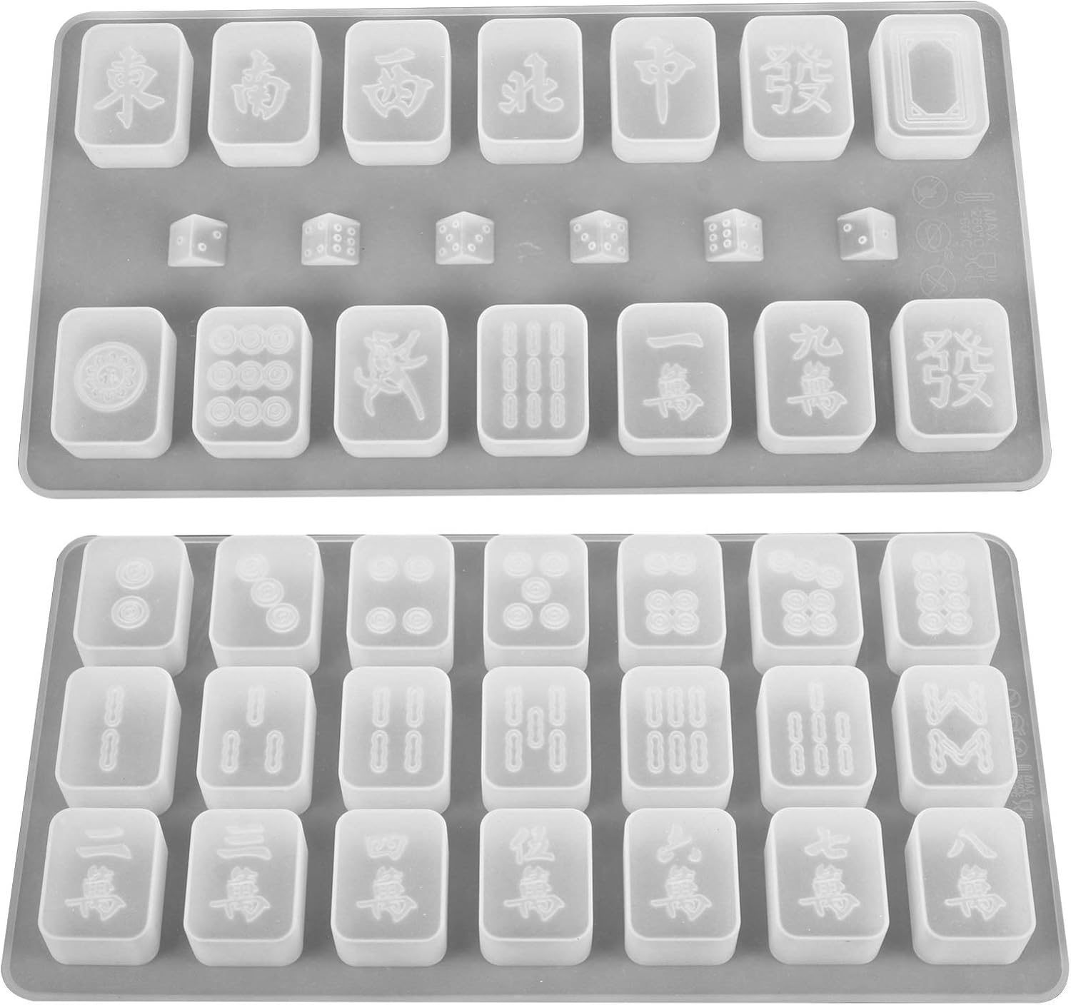 EXCEART Mahjong and Dice Silicone Molds Set 2Pcs Epoxy Resin Casting Molds for DIY Jewelry Making Pendants Craft Accessories 11.02X5.70X0.62In Smooth Demolding Surface
