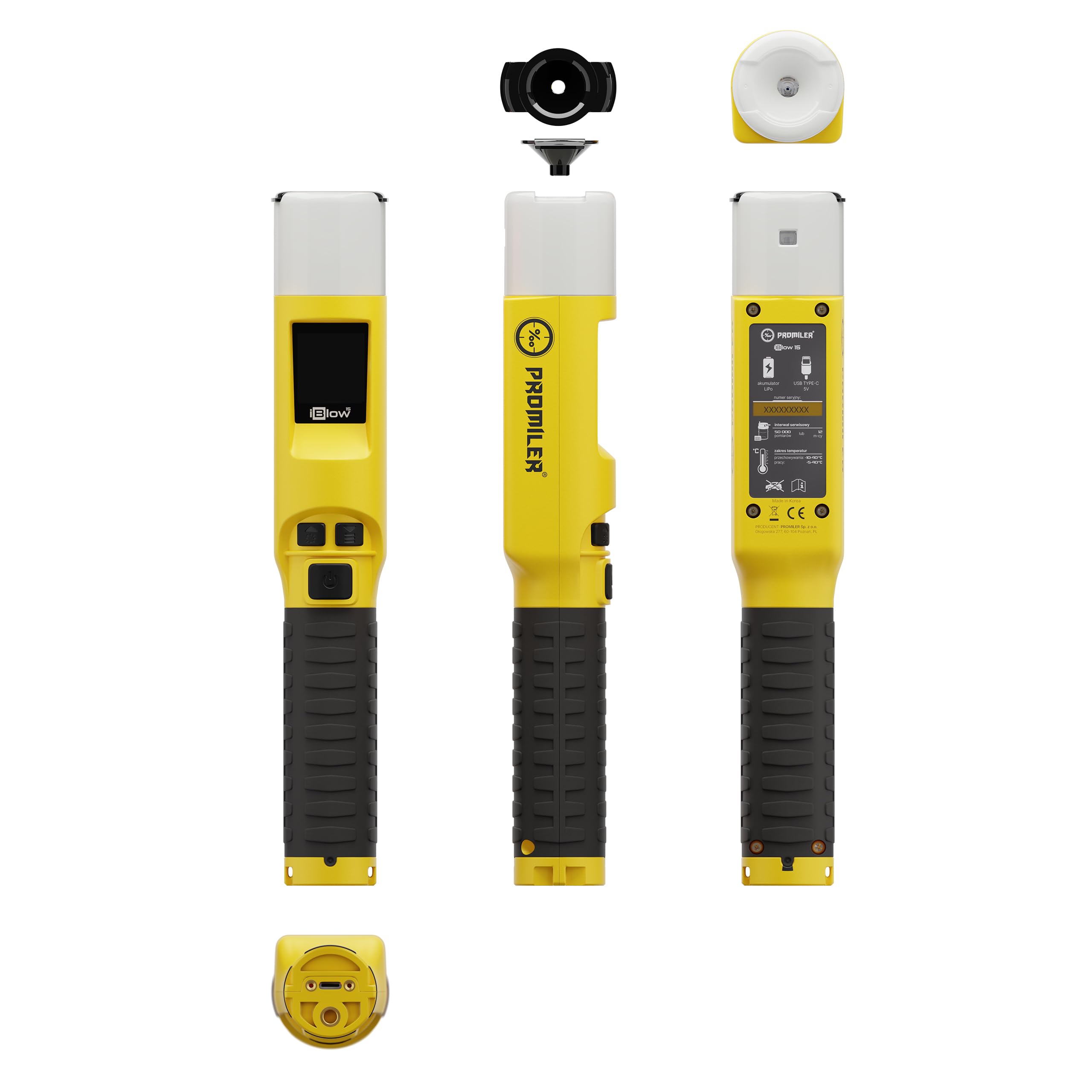 ALKOMAT PROMILER iBLOW 15 PRZESIEWOWY BEZUSTNIKOWY Wyświetlacz OLED MENU PL