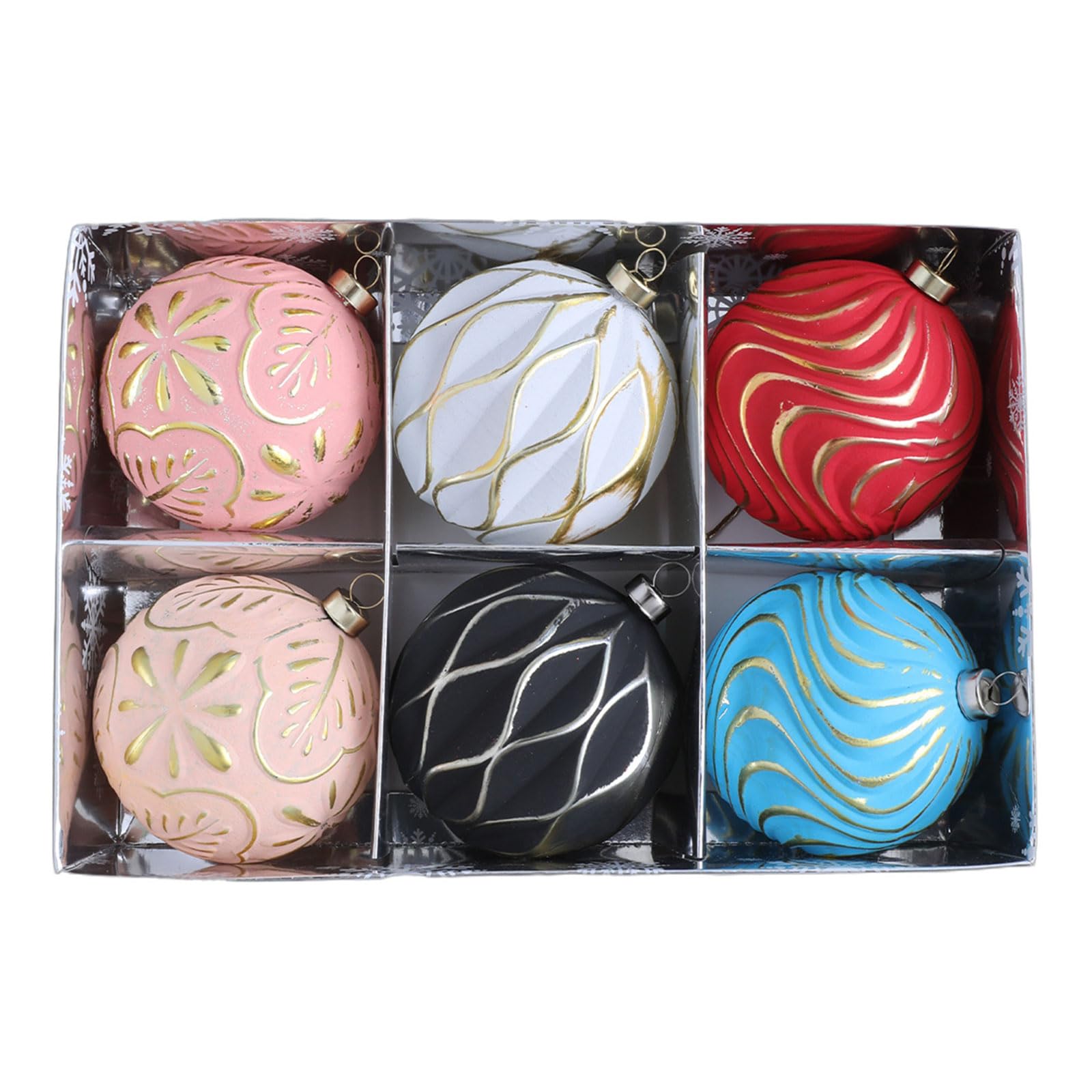 NMFLAB 6Pcs Sparkling Christmas Sphere Ornament 8CM Shatterproof Decorative Baubles for Tree Wreath Holiday Decoration Celebratory Tree Ornamentation