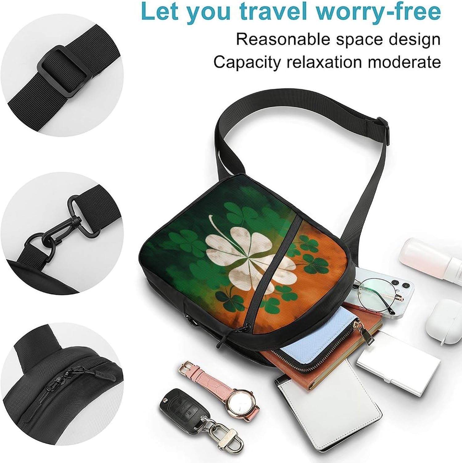 Leaf Shape Sling Bag Crossbody Chest Bag Fanny Pack | Foldable Oxford Cloth Crossbody Bag with Internal Storage Bag Adjustable Sling Backpack Compact Lightweight for Travel Hiking