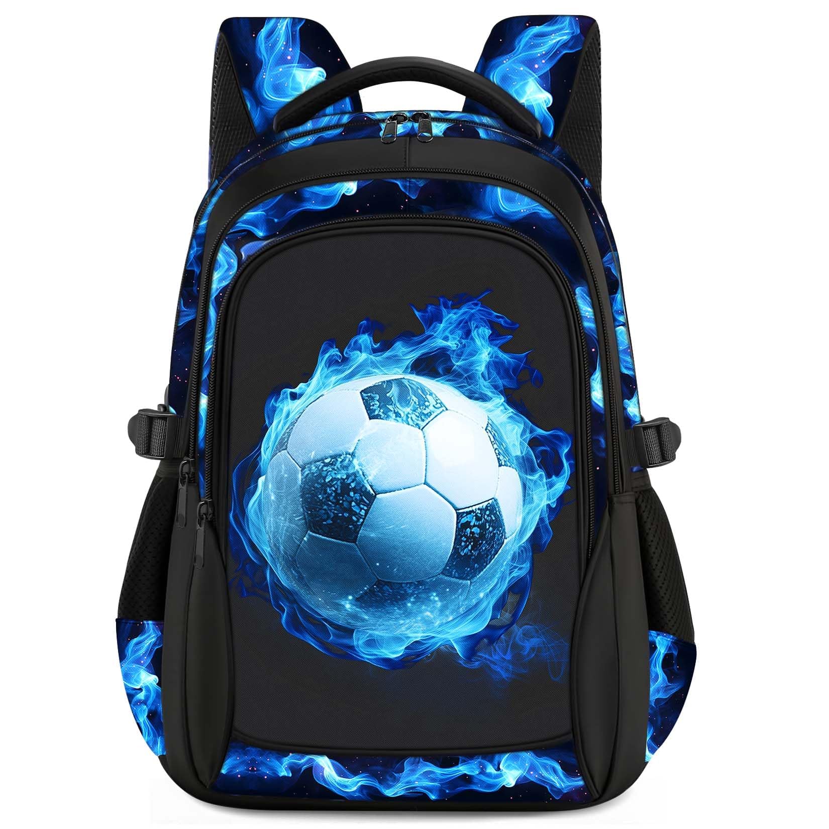 ZHIMEBYE Kids Backpack for Boys - Soccer Boys Backpacks for Kids Teens Elementary Middle School, 17″ Large Capacity Students Bookbag, Perfect for