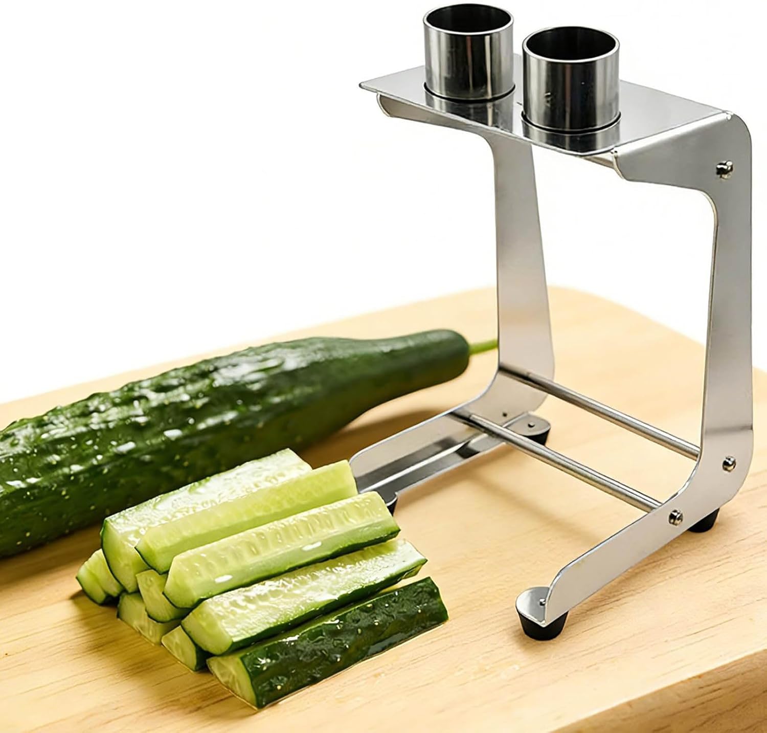 Handy Carrot Stick Cutter Tool, Manual Stainless Steel Cucumber Cutter, Cutting Speed 10 Slices/minute, Cutting Diameter 45mm, Replaceable Blades, for Salad Making, Cooking, Sushi (8-cut+12-cut)