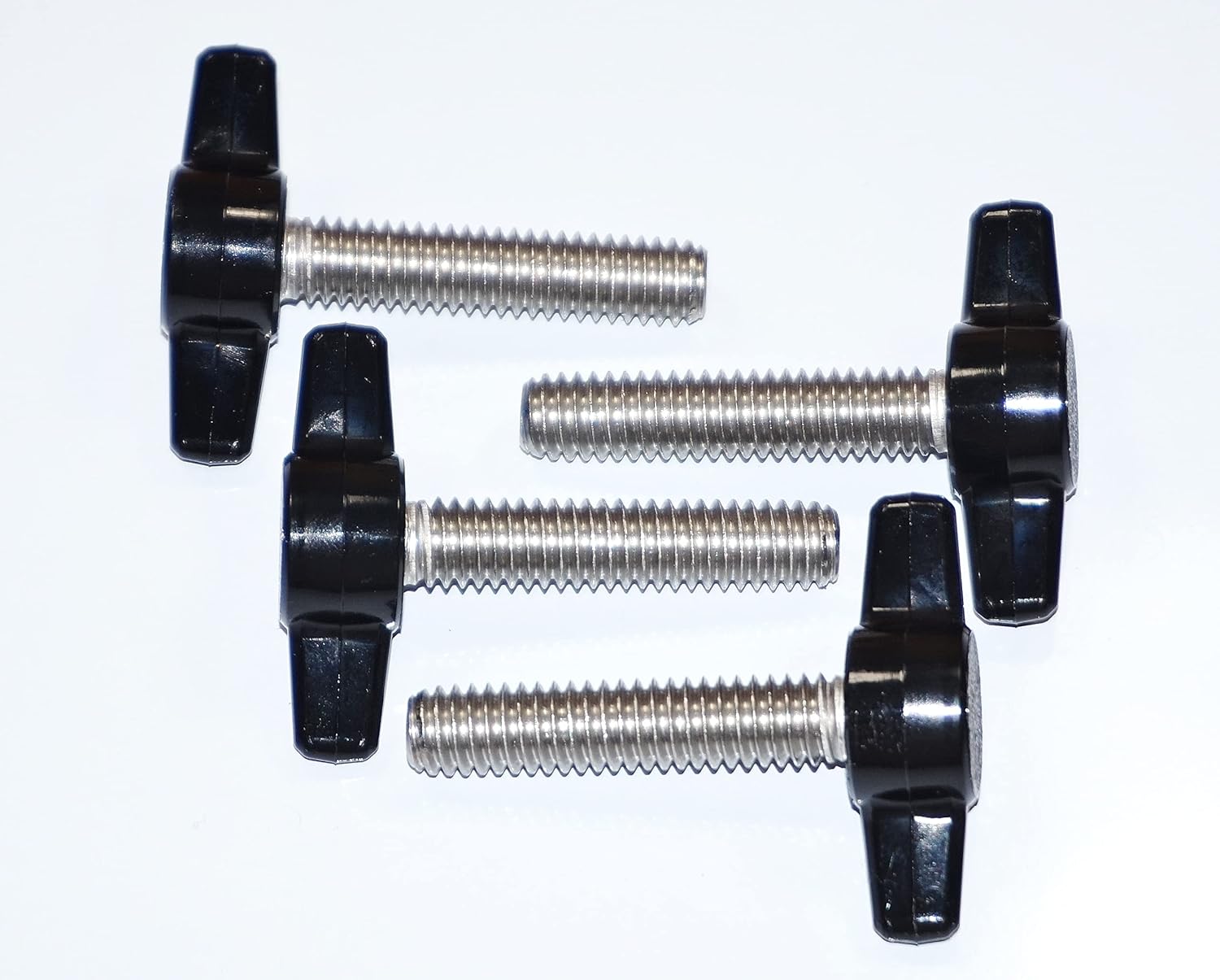 5/16 x 1-1/2" Wing Thumb Screw Thumbscrew Thumb Screws Stainless Steel Standard/Coarse Tee Plastic Knob Thumbscrew Stud 1-1/2" - Built in USA - Pack of (4) (Black)