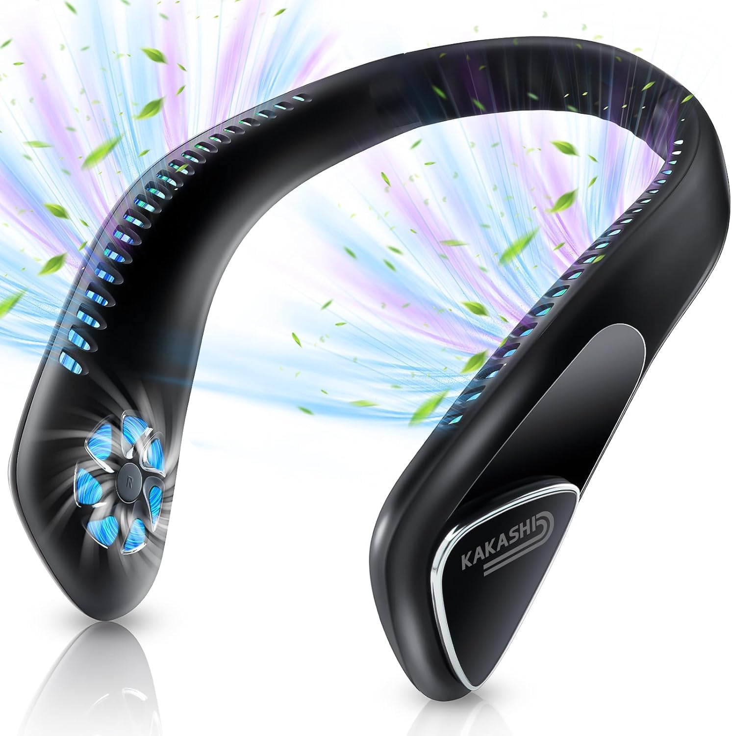 Kakashi 6000mAh Portable Neck Fan Rechargeable, Bladeless Operated Wearable Personal Fan with 3 Speeds, 360°Cooling Leafless Hanging Neck Fan Blow