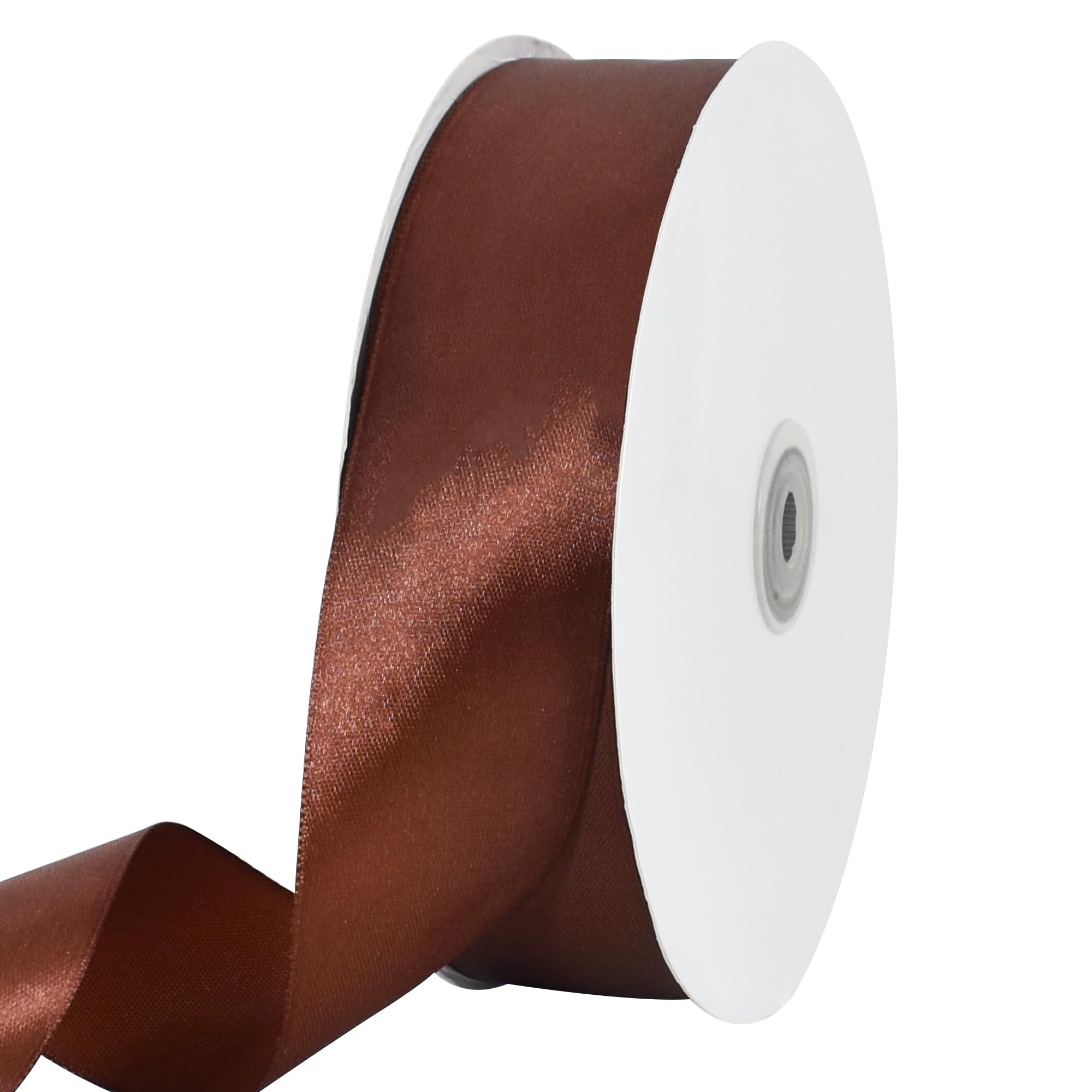 TONIFUL 1-1/2 Inch (40mm) x 100 Yards Coffee Brown Wide Satin Ribbon Solid Fabric Ribbon for Gift Wrapping Chair Sash Valentine's Day Wedding Birthday Party Decoration Hair Floral Craft Sewing — image 1