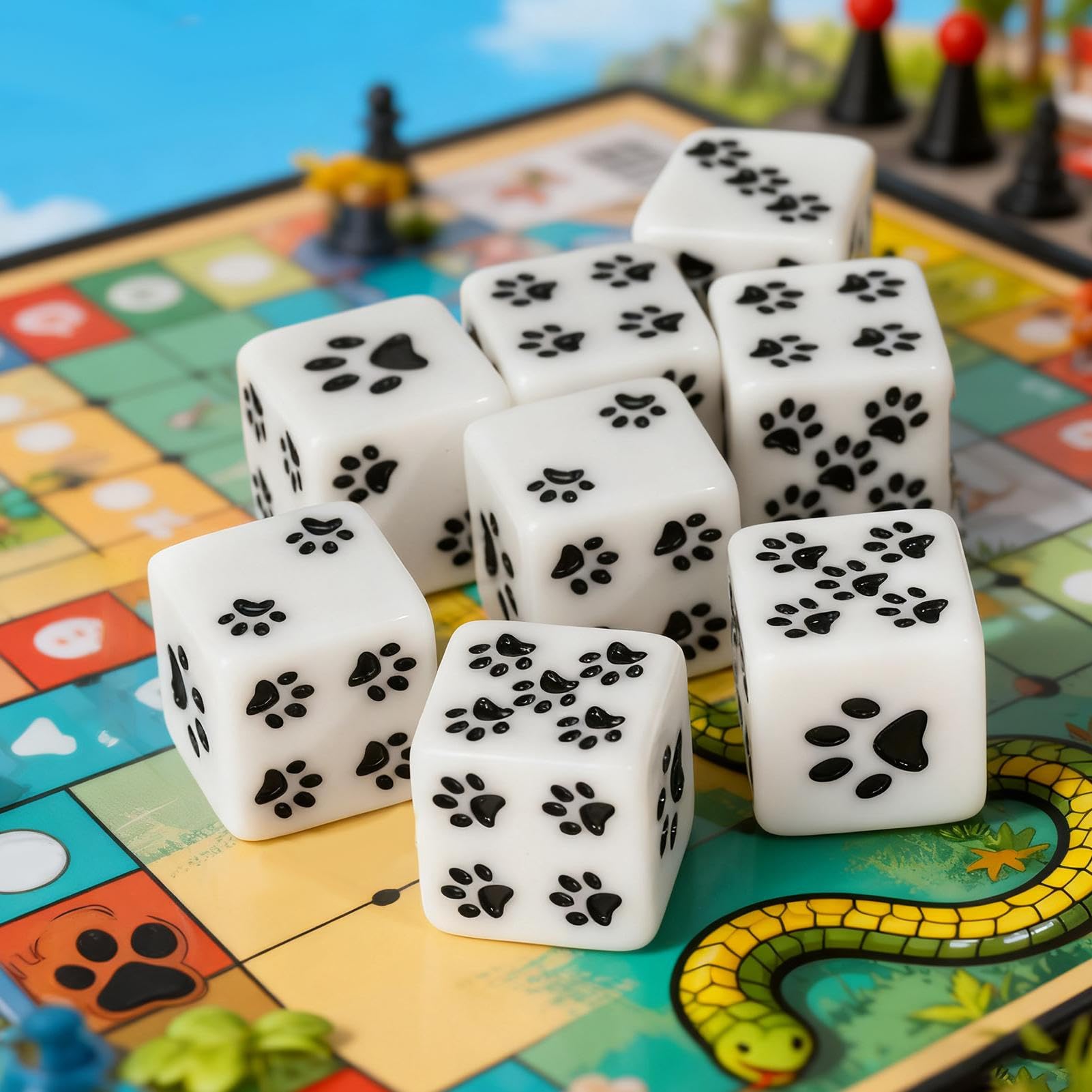 Dés Pour Jeux De Société Décoration Pour Affichage 10 Pièces | Jeu De Dés Patte De Chat Pour Pique-Nique Dortoir Camping Amis Camarades De Classe Étudiants Adolescents Adultes