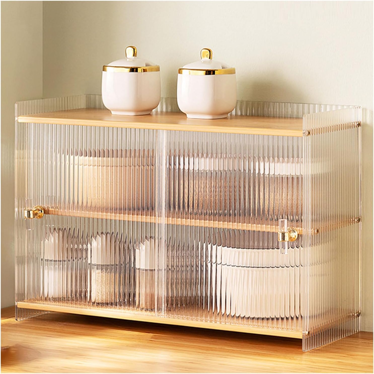 Armoire de rangement de garde-manger de cuisine haut de gamme jaune B pour comptoir moderne