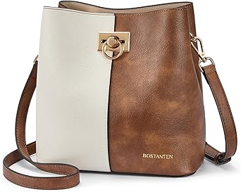 BOSTANTEN Crossbody Bucket Shoulder Bags for Women Vegan Leather Purse Cross Body Handbag Multiple Pockets