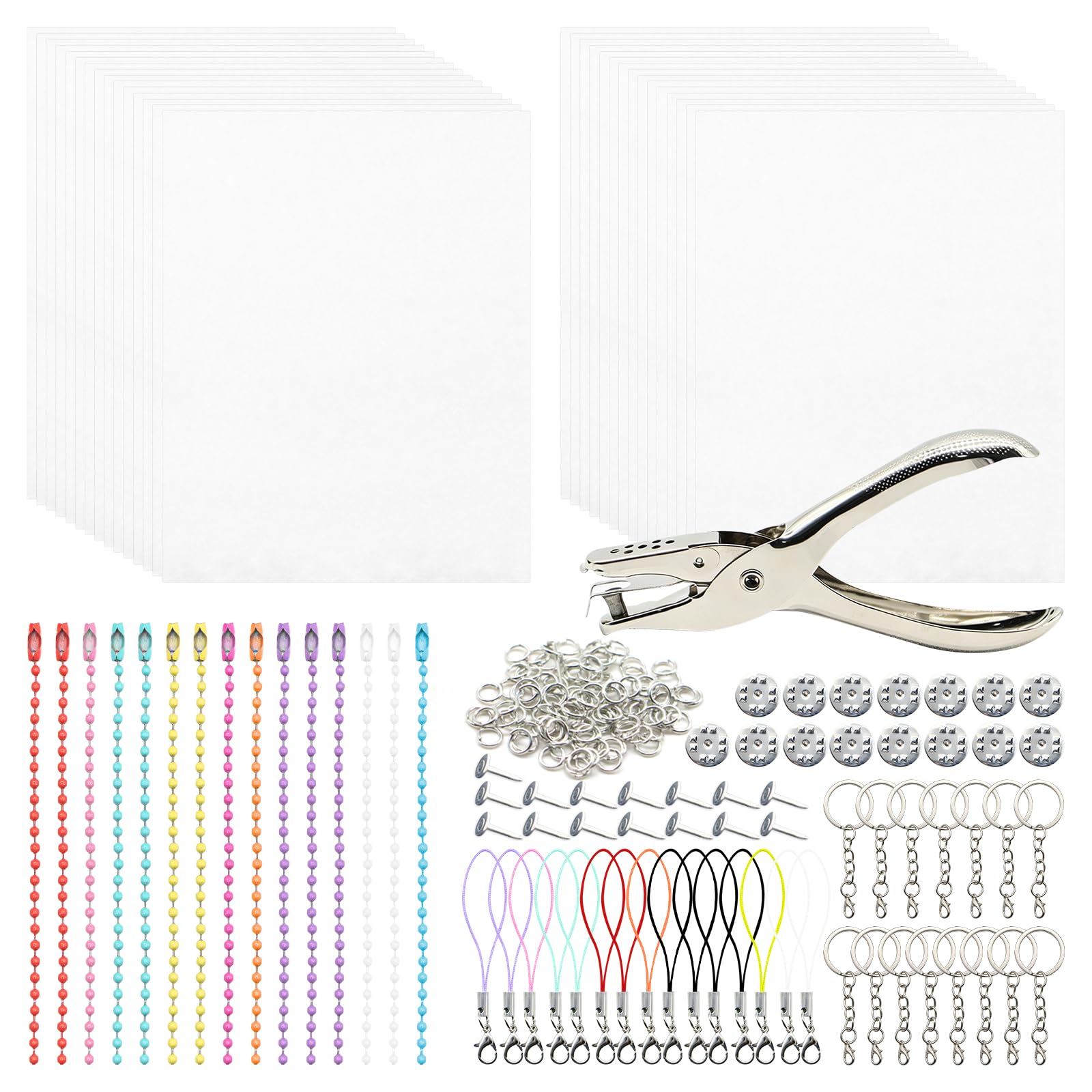 Kit Plastique Fou 251 Pièces – Feuilles A5 Rétractables – Porte-clés DIY – Art Créatif Pour Enfants Et Ados