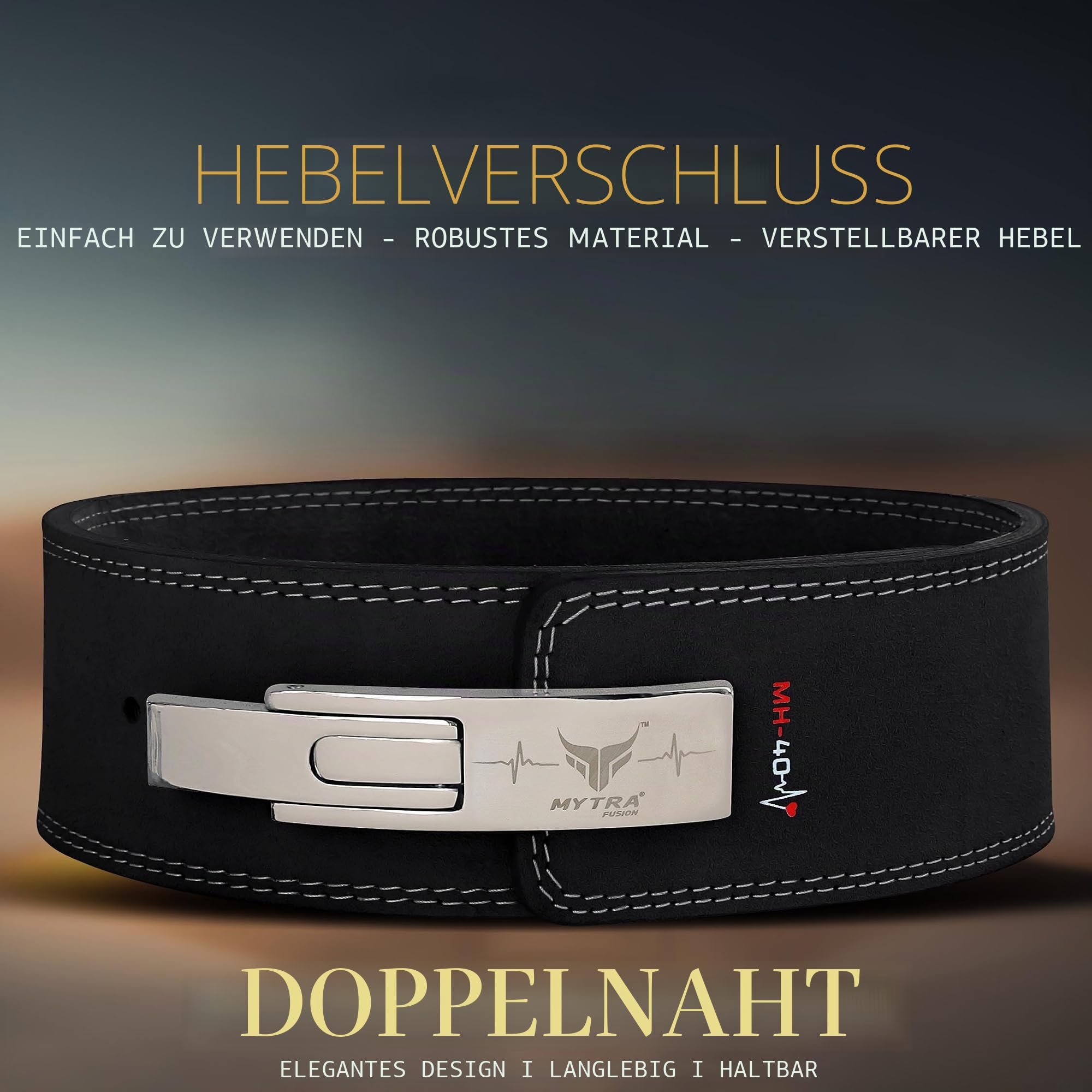Mytra Fusion gewichthebergürtel with Lever Buckle gewichthebergürtel herren and damen 4" breit Echtes Leder Lifting Belt für Fitnessstudio, Training, Fitness und Workout