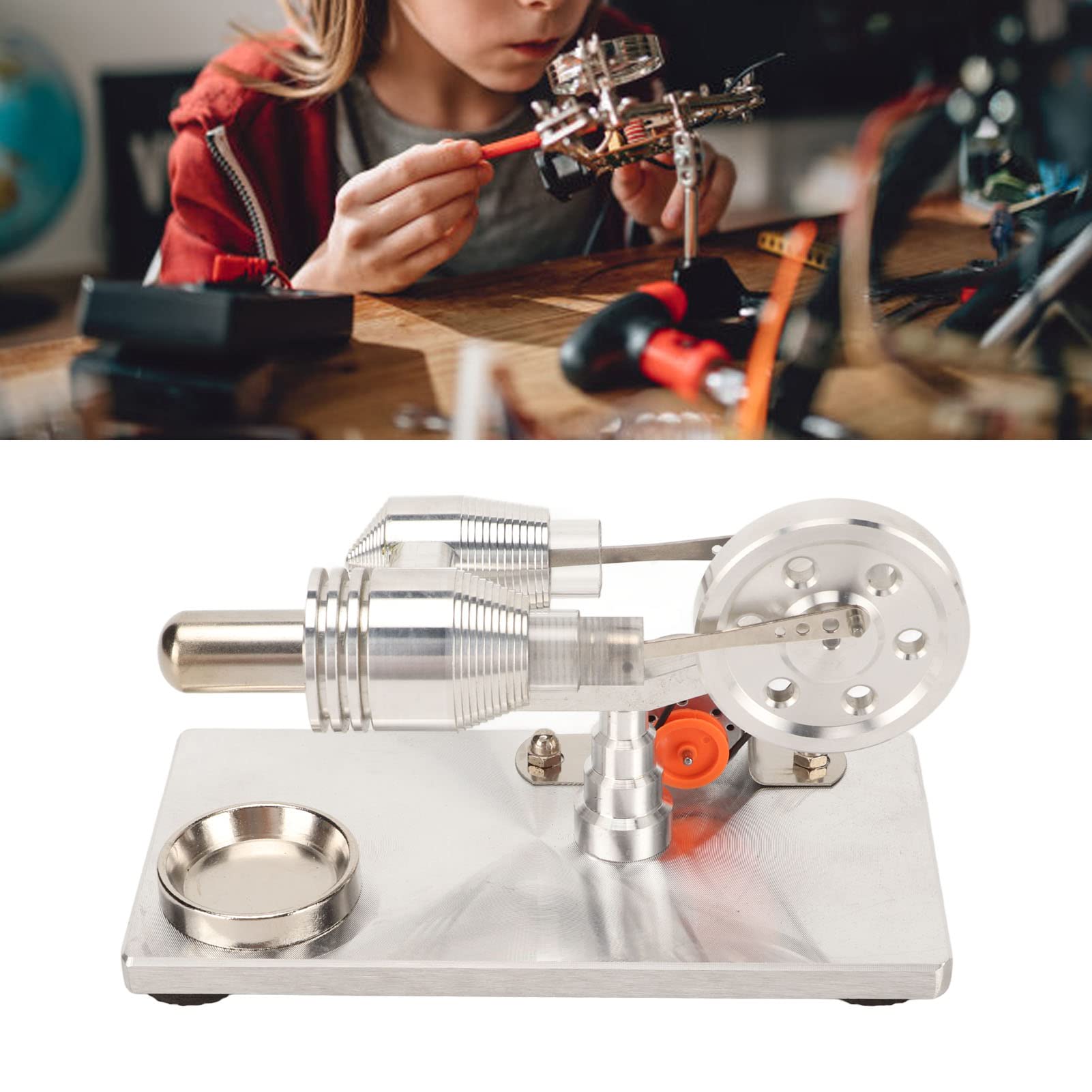 Alvinlite Motor Stirling De Aire Caliente, Generador De Energía En Miniatura, Generador De Energía Eléctrica, Motor De Ley con Lámpara para El Hogar, Regalo para Niños, Adultos, Artesanía, Orname