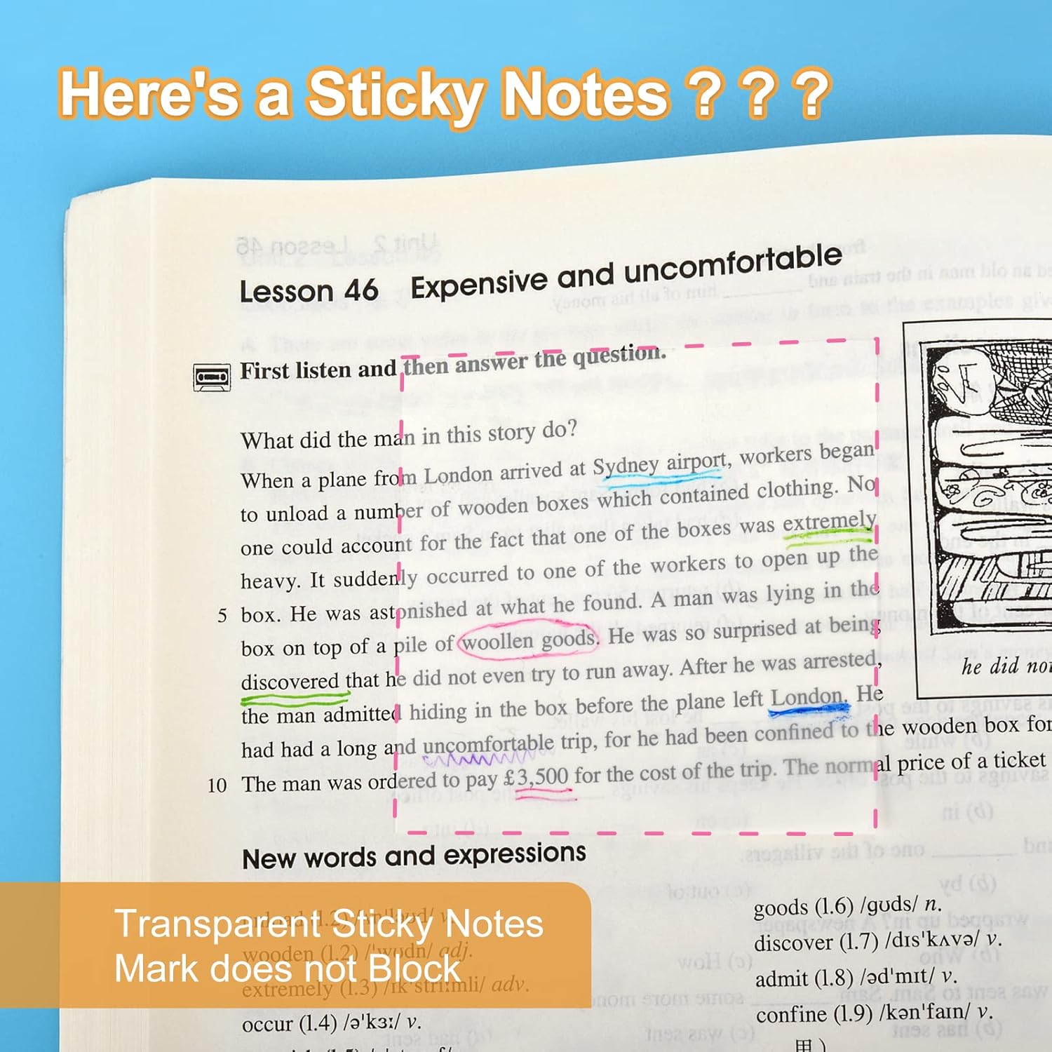 Transparent Sticky Notes Set for Books, TOYESS 200PCS Clear Sticky Tabs, 2 Sizes SelfStick