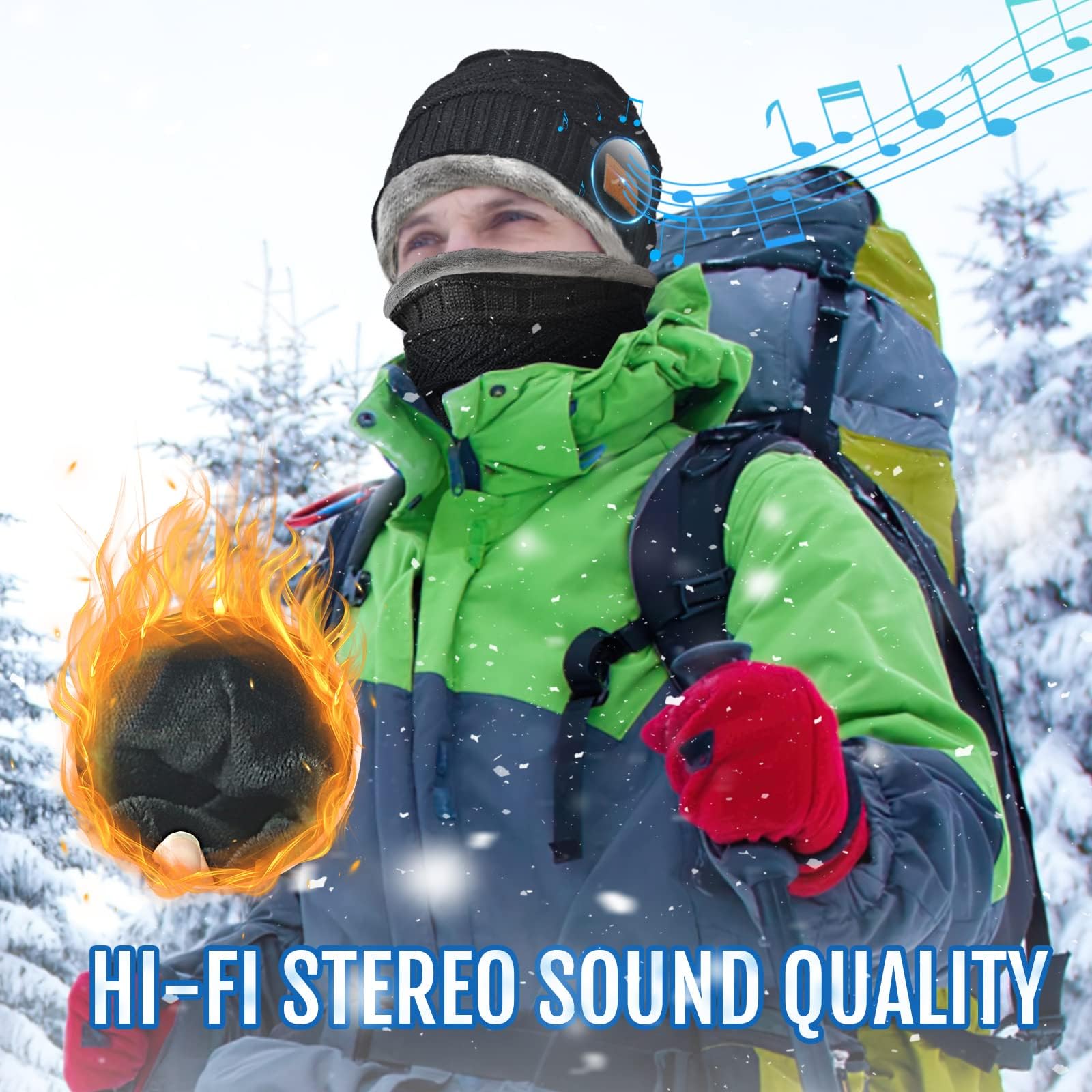Regalo Uomo Donna Cappello Bluetooth Berretto Sci Regalo Natale Cappello Sportivi Uomo Musicale Bluetooth Lavorato a Maglia Berretto Cappello Invernali con Cuffie Stereo e Microfono Vivavoce