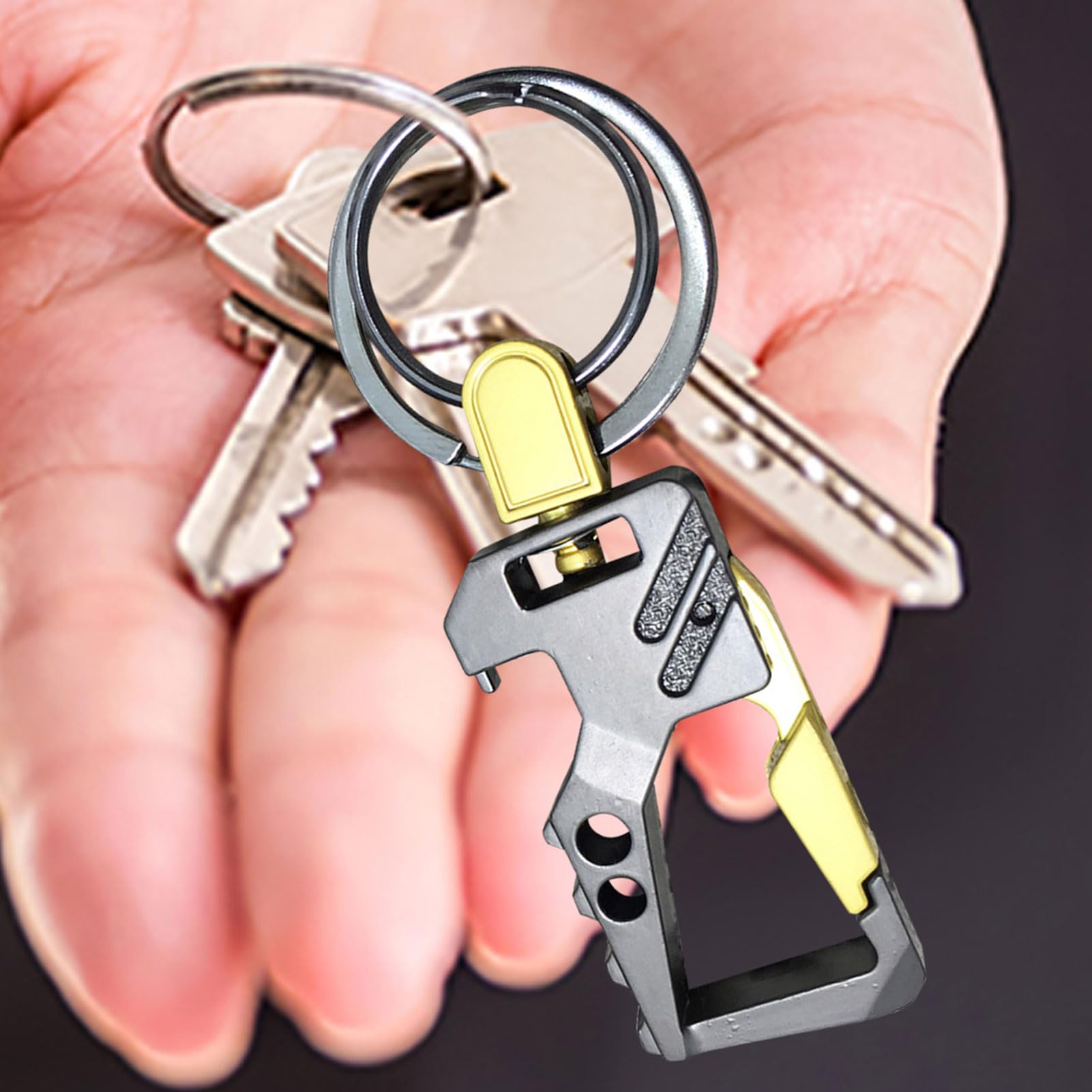 Amazon | 栓抜きキーホルダー、高耐久カラビナキーチェーン、2CPS合金