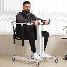 Upgrade Electric Patient Lift Transfer Chair, Foldable Wheelchair Patient Lift for Home,Portable Wheelchair Patient Transfer Chair for Seniors, Lift Aid Transport Chair New Folding Electric