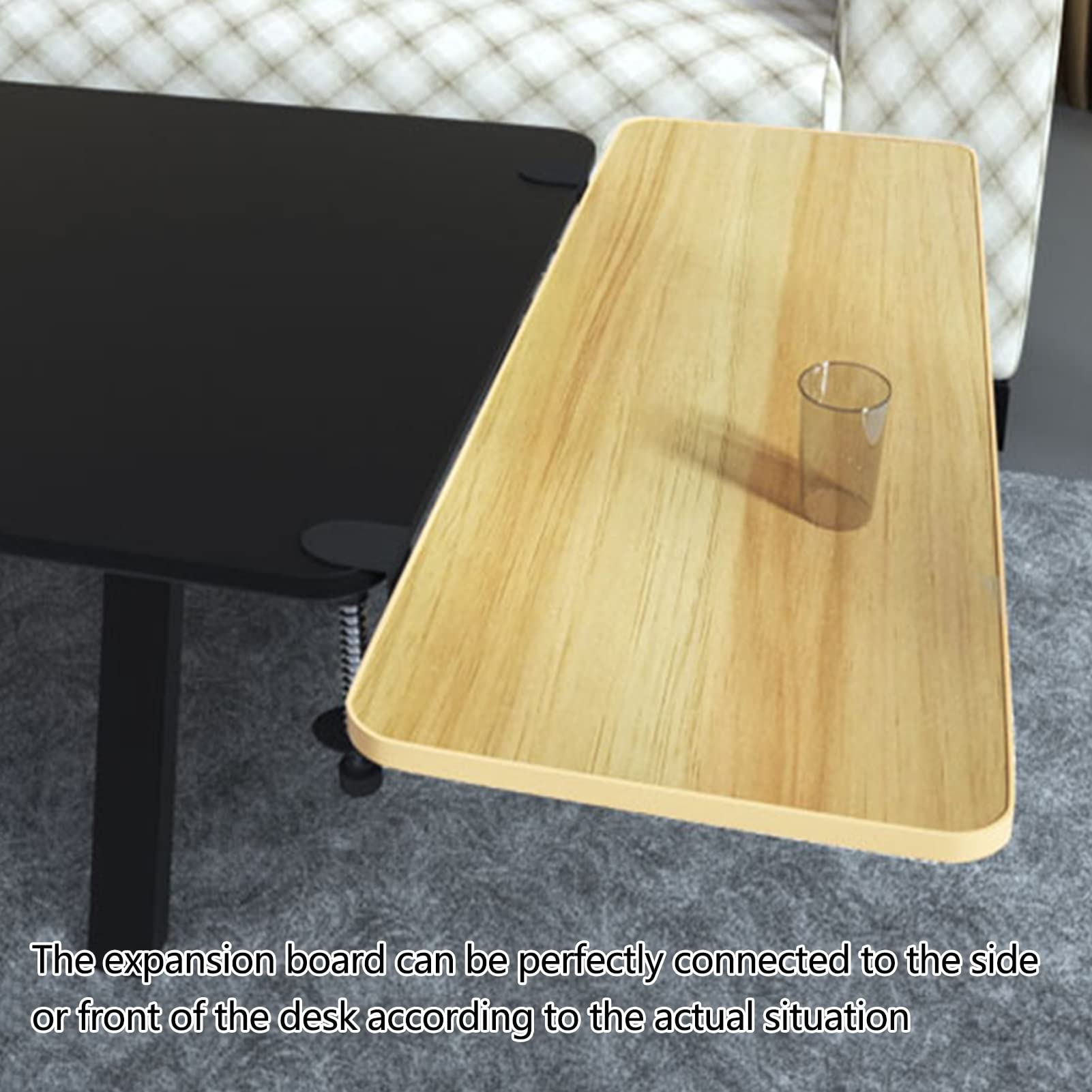 Ergonomische Computer-Schreibtischverlängerung aus Holz, faltbare Armlehne mit Maus- und Tablet-Tablett, Ständer für Heimbüro, 4 Farben erhältlich, Beige, 68 x 24 cm