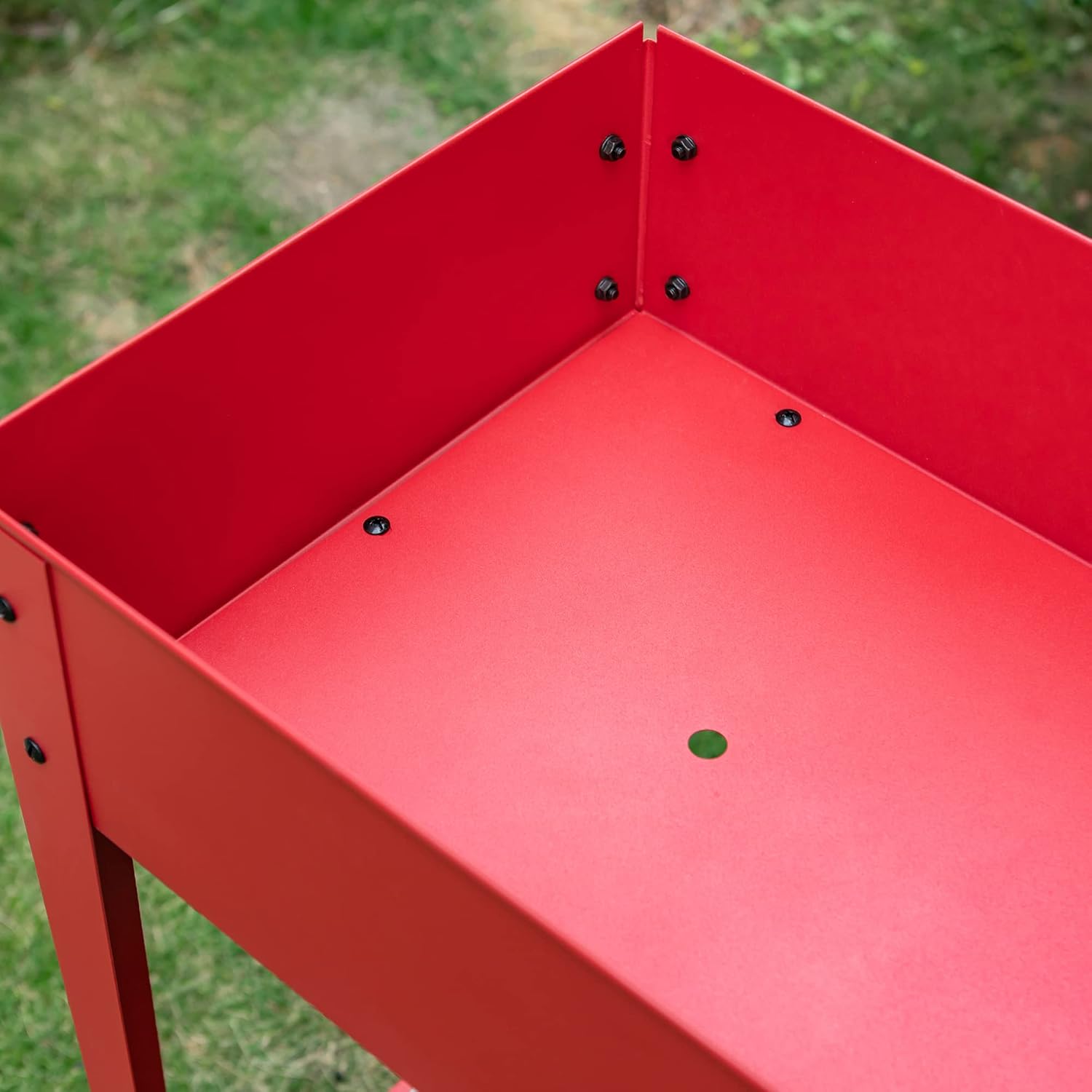 Sophia & William Planter Raised Beds with Legs and Wheels, Outdoor Metal Planter Box Elevated Garden Bed with Lower Shelf for Vegetables Flower Herb, Red
