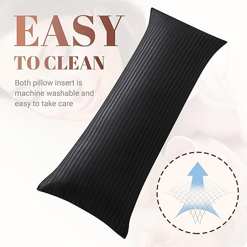 Miniatura 8 de Cosybay Relleno de almohada de cuerpo completo negro  Almohada de cama larga esponjosa para adultos  Almohada firme de cuerpo grande para personas