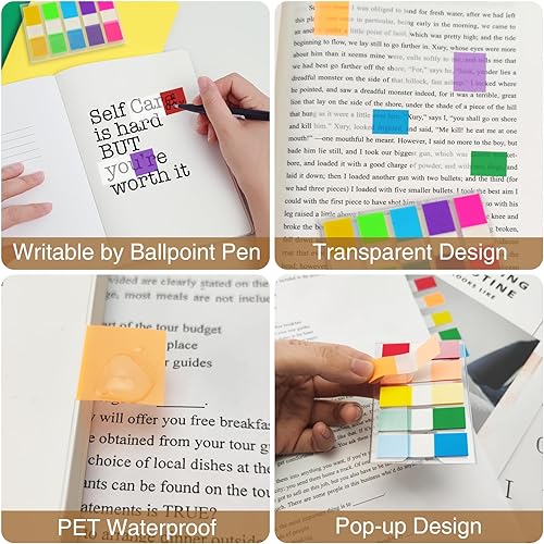 Miniatura 4 de KICNIC Marcadores de página, pestañas adhesivas de índice 1000 unidades, banderas de notas emergentes fluorescentes, pestañas de 1.77 x 0.39