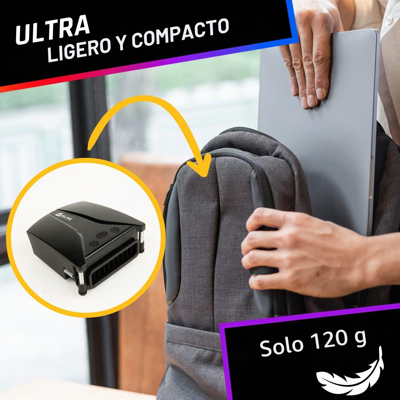KLIM Tempest - Refrigerador portátil con Aspirador - Nuevo - Diseño Innovador para enfriamiento rápido - Ventilador portátil con detección de Temperatura - Modo Auto/Manual - 4000 RPM