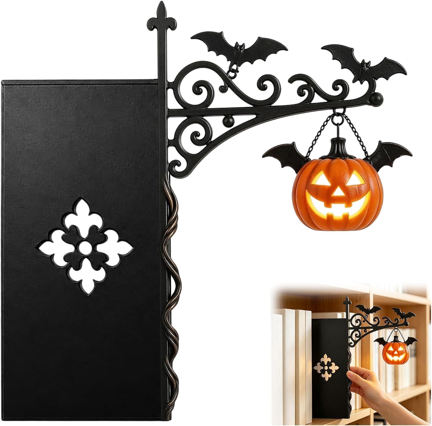 Bookshelf Lantern, Fits Between Books, Ghost Nightlight & Wireless Retro Lantern, Led Shelf Light for Reading Nooks, Indoor Halloween Decor Idea, Shelf & Home Decor, Gift for Book Light