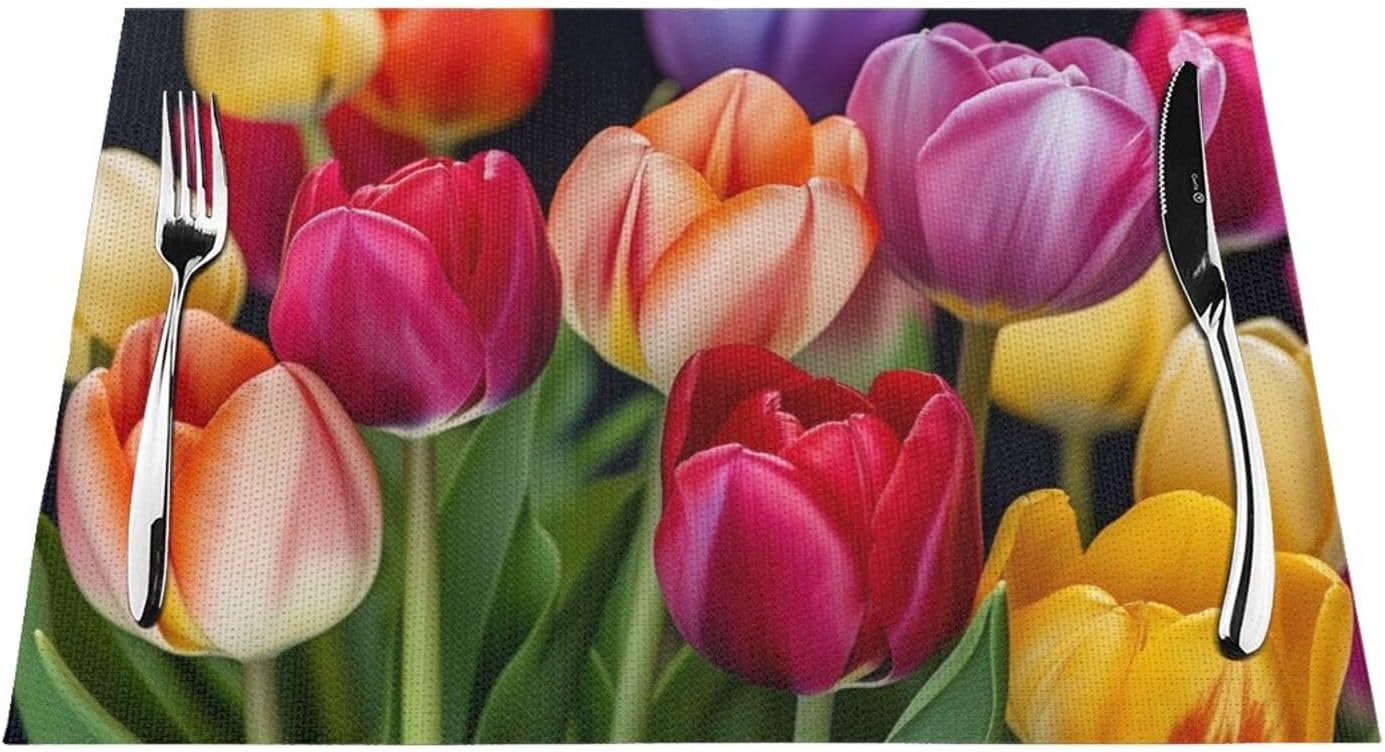 PVC織プレースマット 4枚 - 耐熱ノンスリッププレースマット ダイニングテーブルマット 屋内 屋外 テーブルマット 洗濯可能 フ