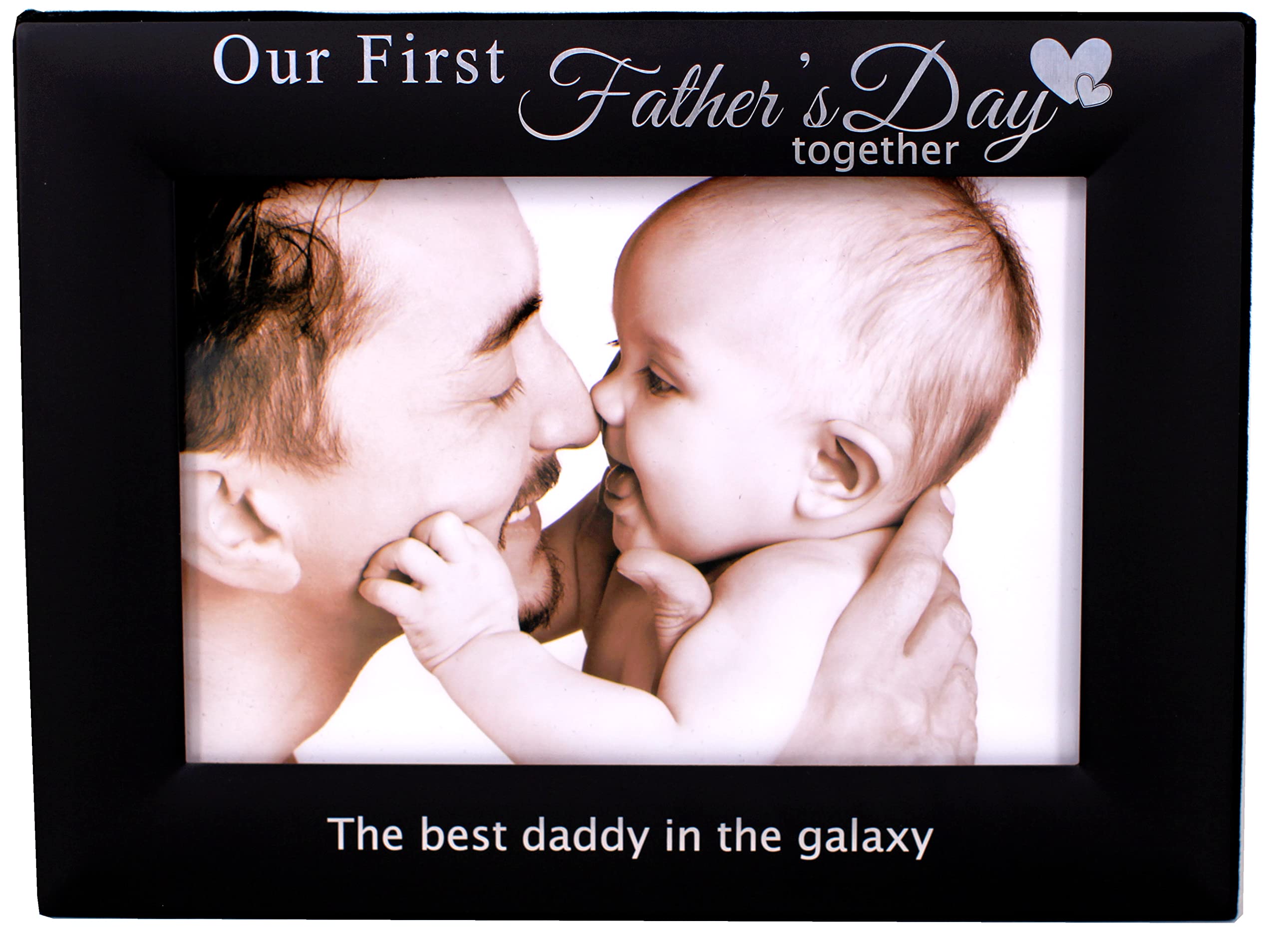 LEADEXOur First Father’s Day Together Father’s Day Gift Photo Frame,Black Metal Engraved 4 by 6 Inch (Horizontal 4 by 6 inch)