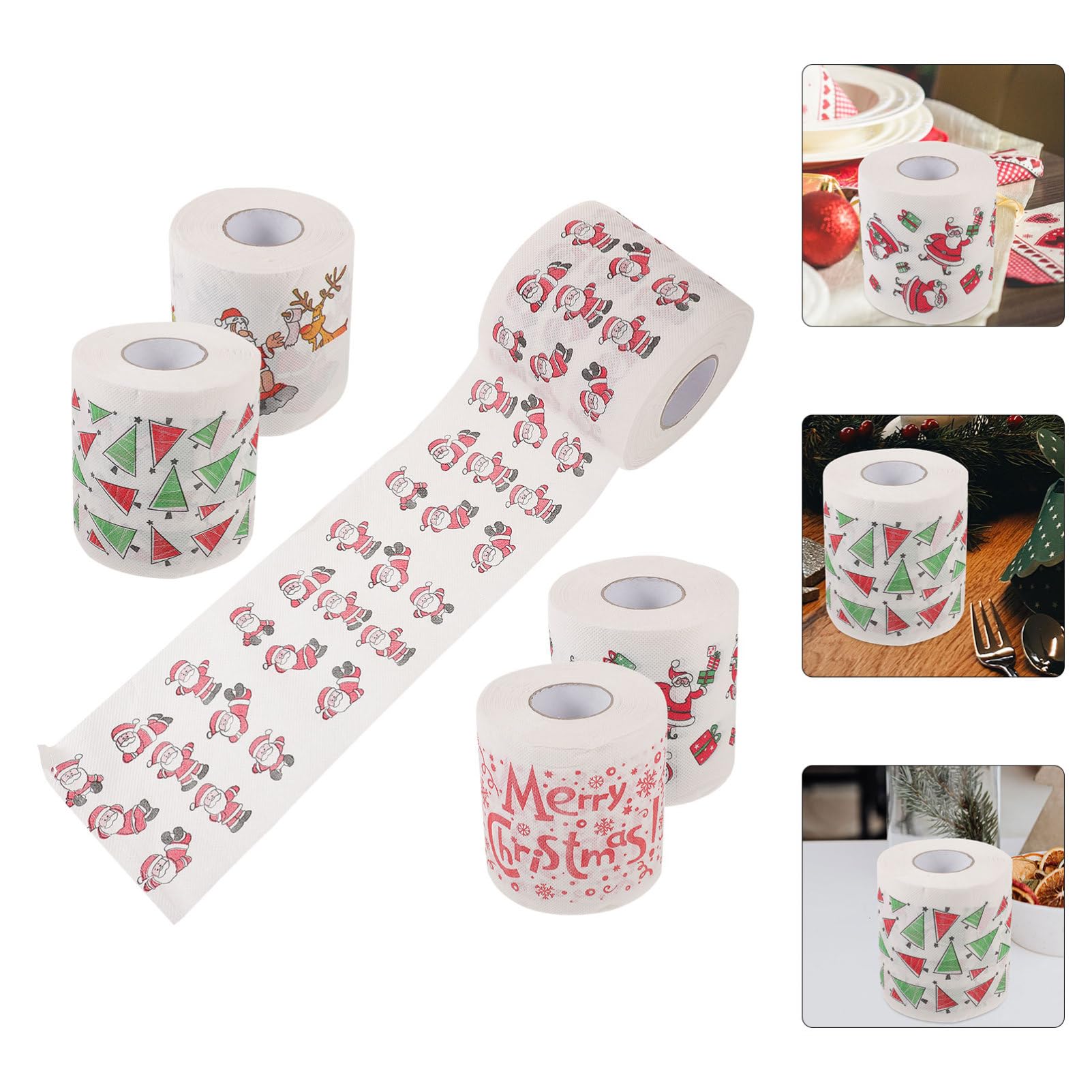 BESPORTBLE 5 Rollos Servilletas De Papel para Cena Servilletas Navideñas Decoración De Fiesta Uso Diario