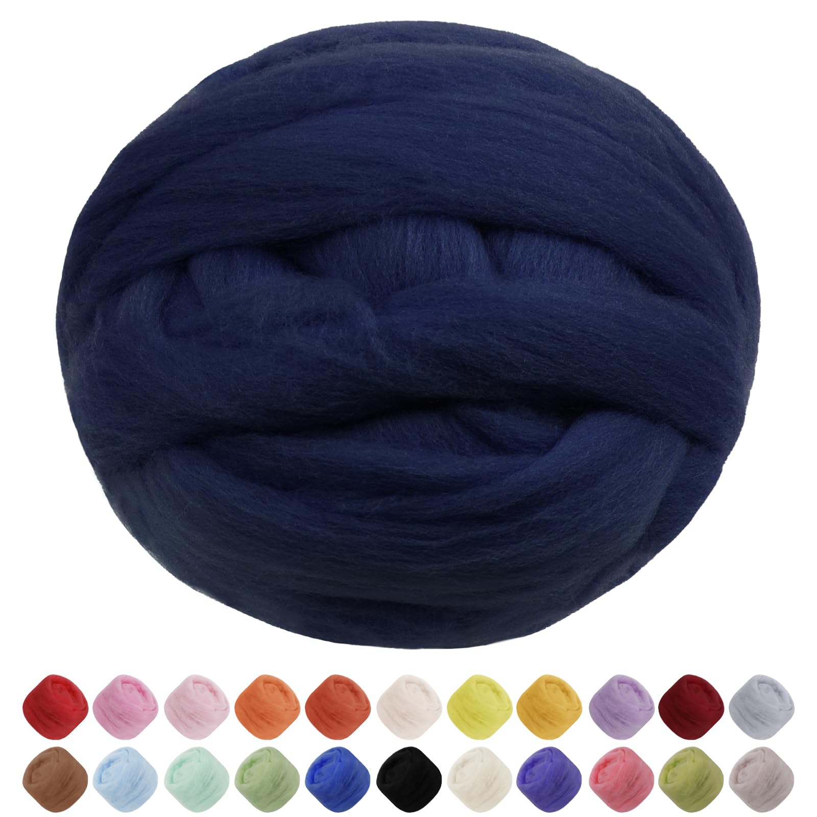 JeogYong Needle Felting Wool, 17.64oz Wool Roving Chunky Wool Yarn, Navy Blue Wool Roving Yarn for Needle Felting, Wet Felting, Felting Projects, DIY Crafts