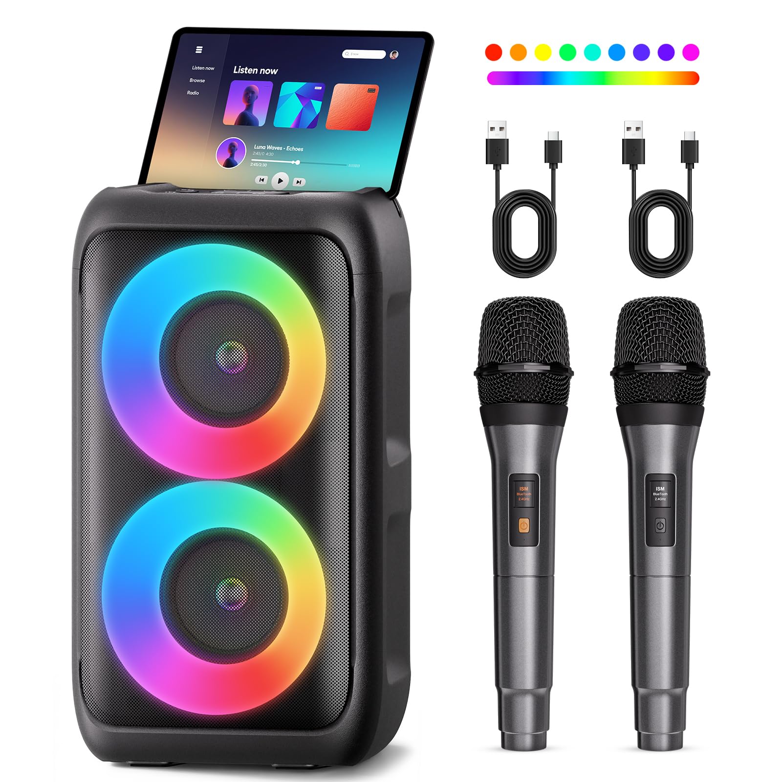Bluetooth Speaker with 2 Wireless Microphones
