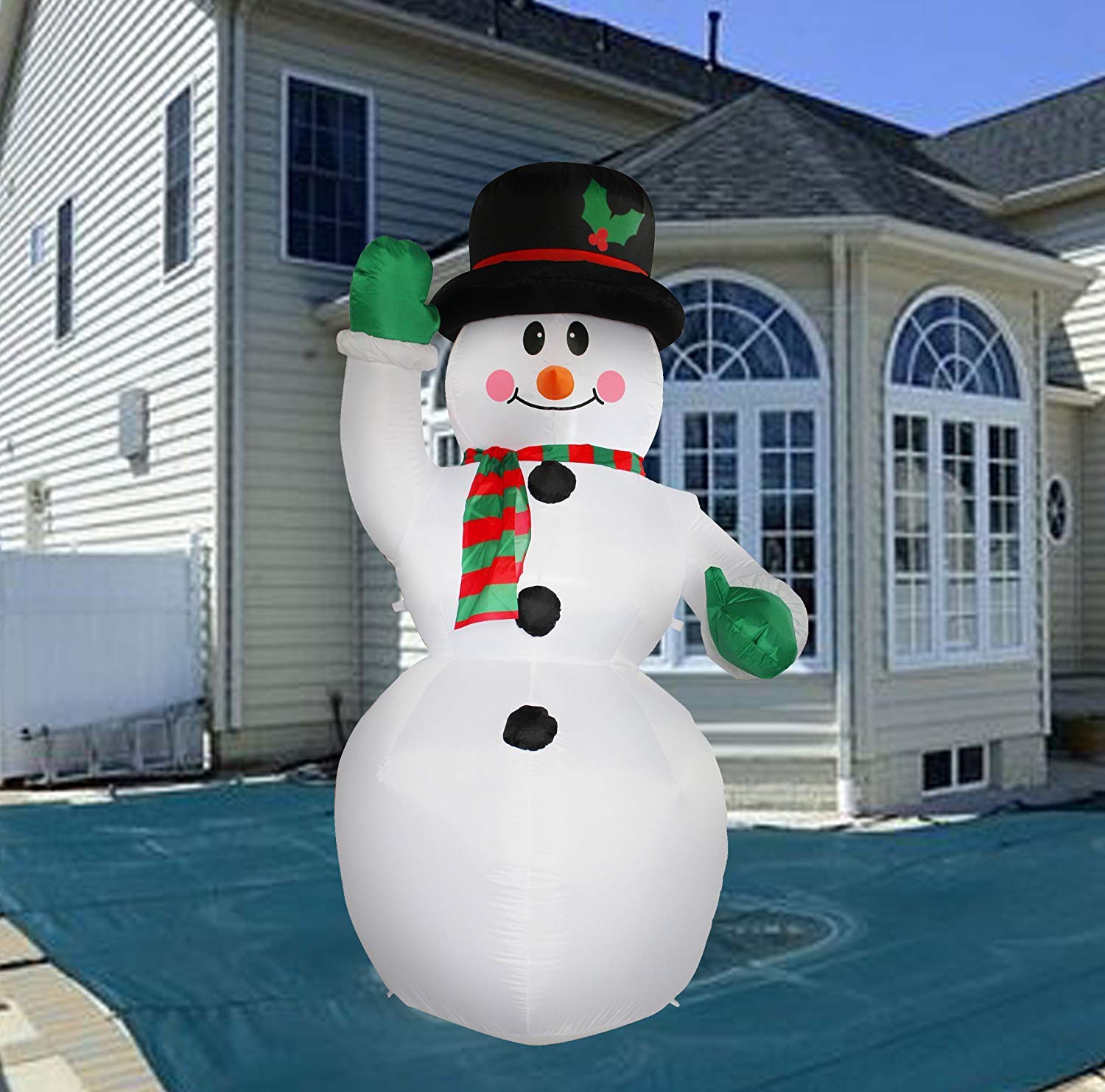 2,1 m gonflable Portable Hiver Noël Bonhomme de neige Blow up d'intérieur et d'extérieur pelouse Yard Décorations