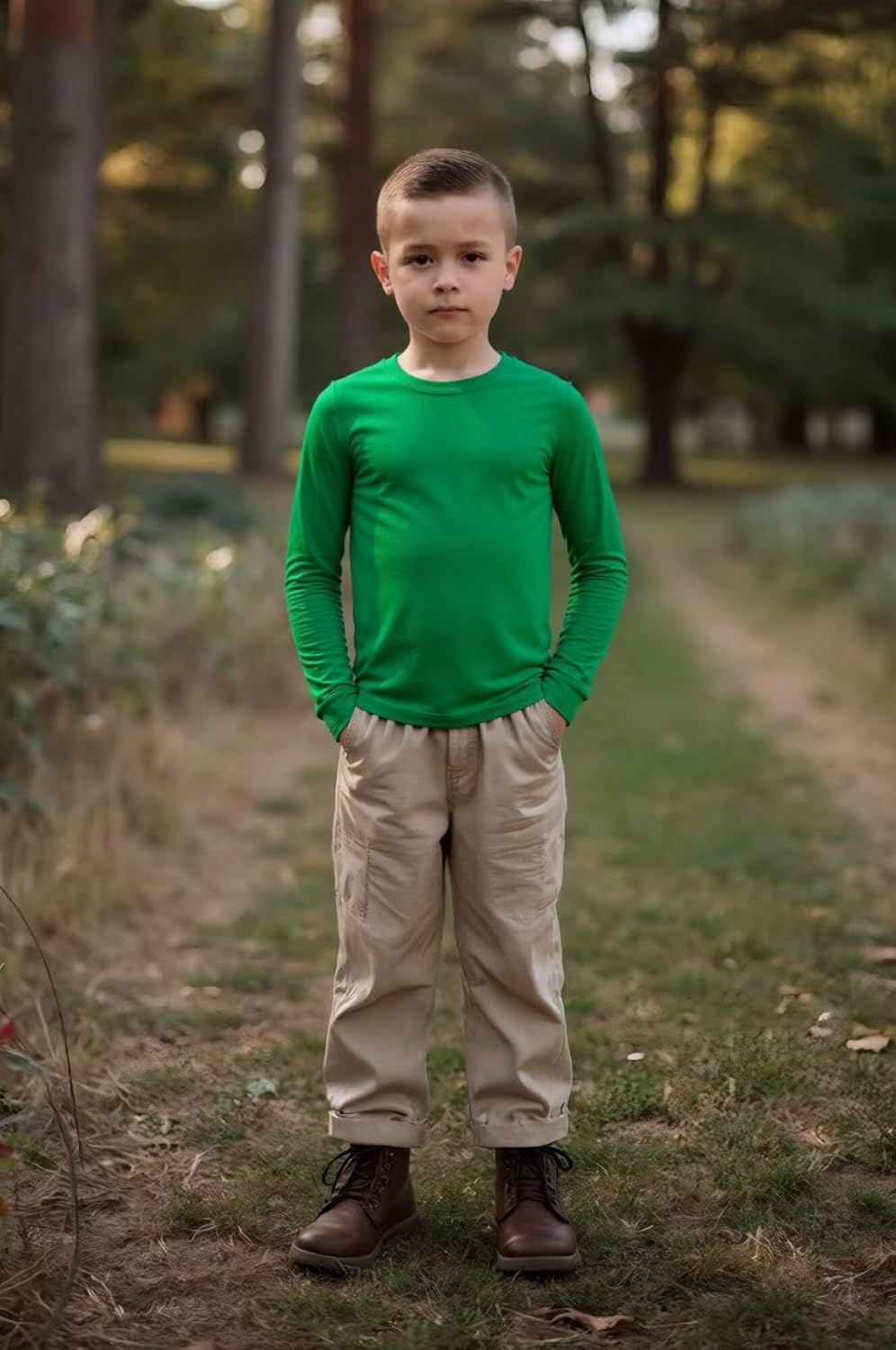 Huata Boys Girls Long Sleeve T-Shirt Unisex Crewneck Tee 2 Packs - Image 2