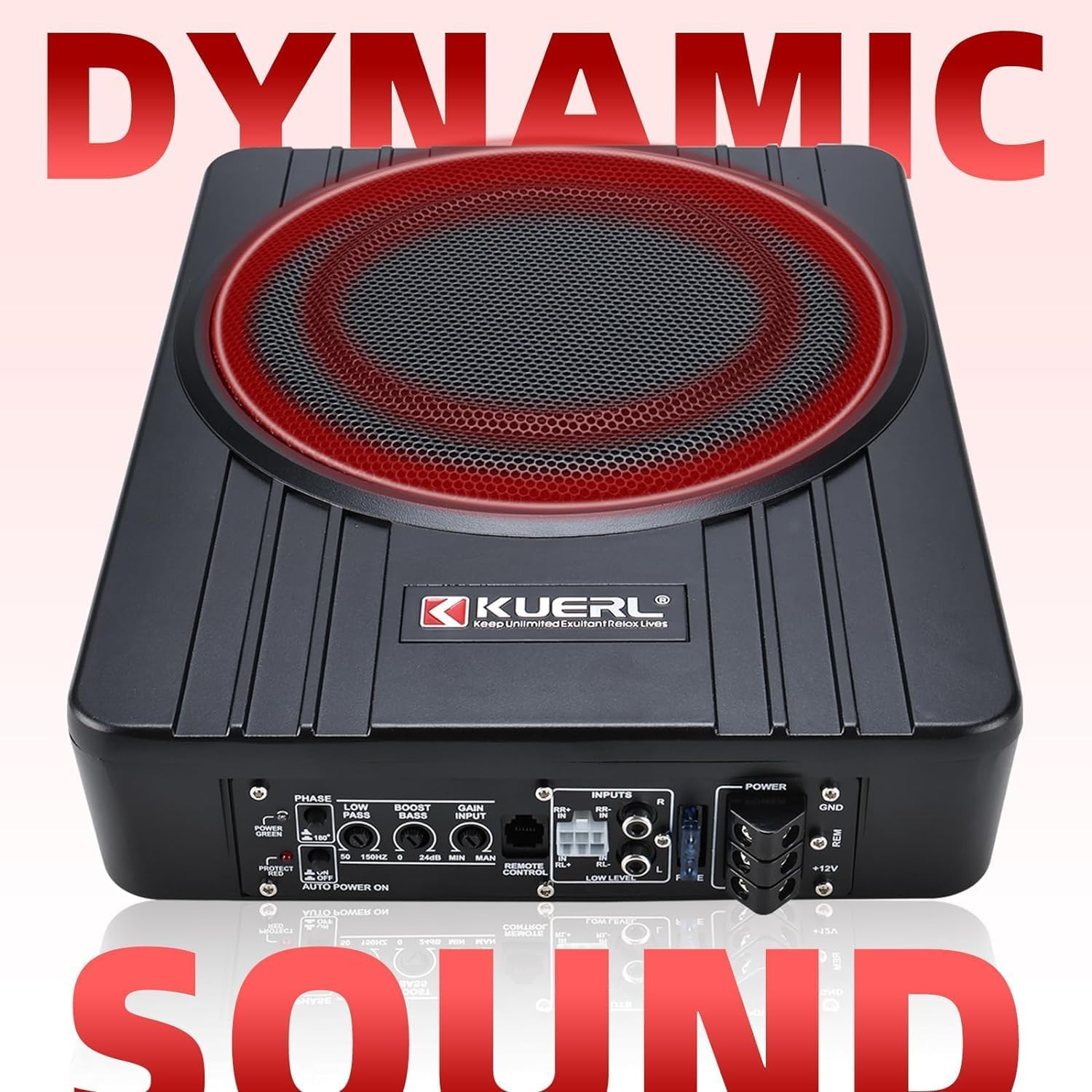 Yaeccc Subwoofer and Amp Package,Underseat Subwoofer Active Powered Amplifier Bass Enclosed,10 Inch Powered Car Subwoofer（800W Peak Power