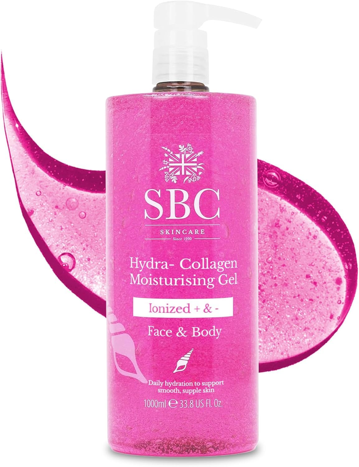 SBC Skincare - Gel Idratante Viso e Corpo Hydra-Collagen Moisturising - 1 Litro - Con Collagene Marino - Aiuta a Nascondere le Linee d'Espressione