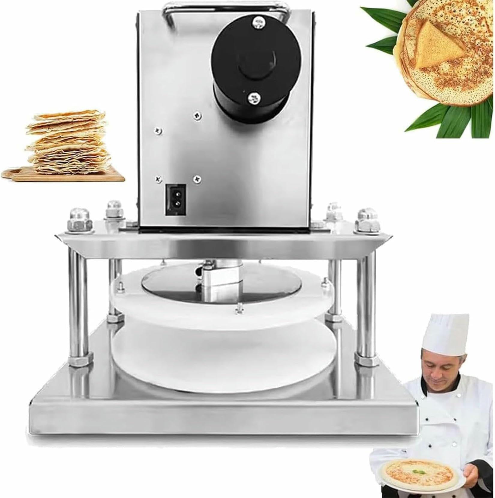 FHRKA Pizza Pastry Press Machine, Pizza Dough Roller Sheeter, Automatic Lifting, Precise Dough Thickness Control, for Noodle