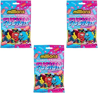 Millions Mini Bites Candy, Strawberry & Bubblegum Flavor, 3 Pack