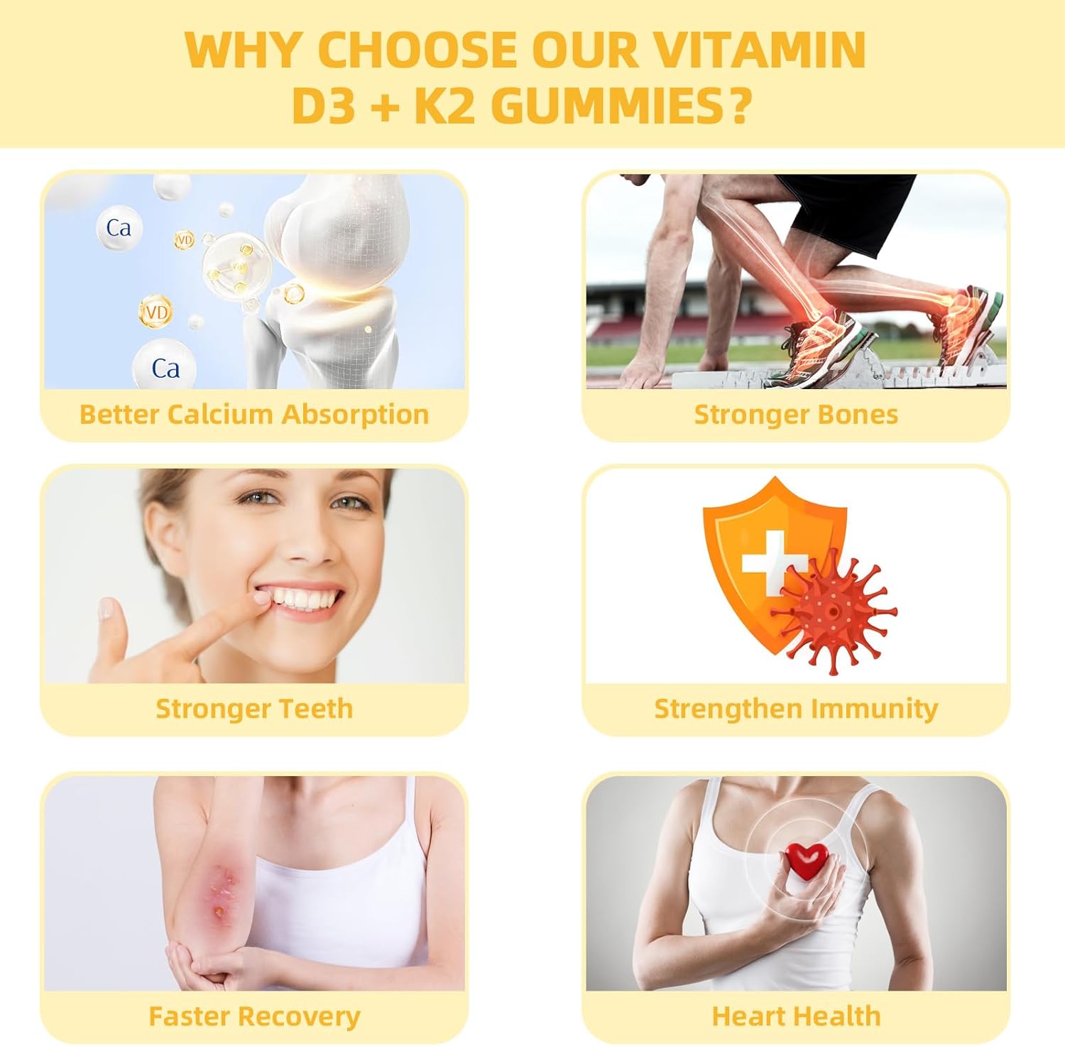 Vitamin D3 K2 Gummies - Vitamin D3 5000IU K2 (MK-7) 120mcg Supplements with Vitamin B Complex Sugar Free for Adults Kids Supports Bone Teeth Strength Immune Mango Flavor 60 Counts 2 Packs - Image 5