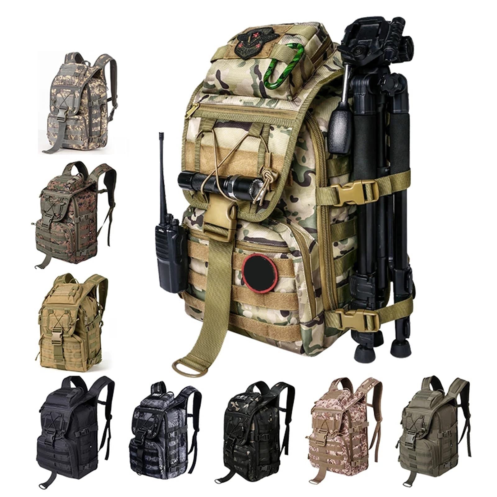 Plecak taktyczny 40L Torba wojskowa Plecak myśliwski Lekkie męskie plecaki górskie, Duży plecak Molle Torba szturmowa na Camping Piesze wycieczki Trekking,Army green