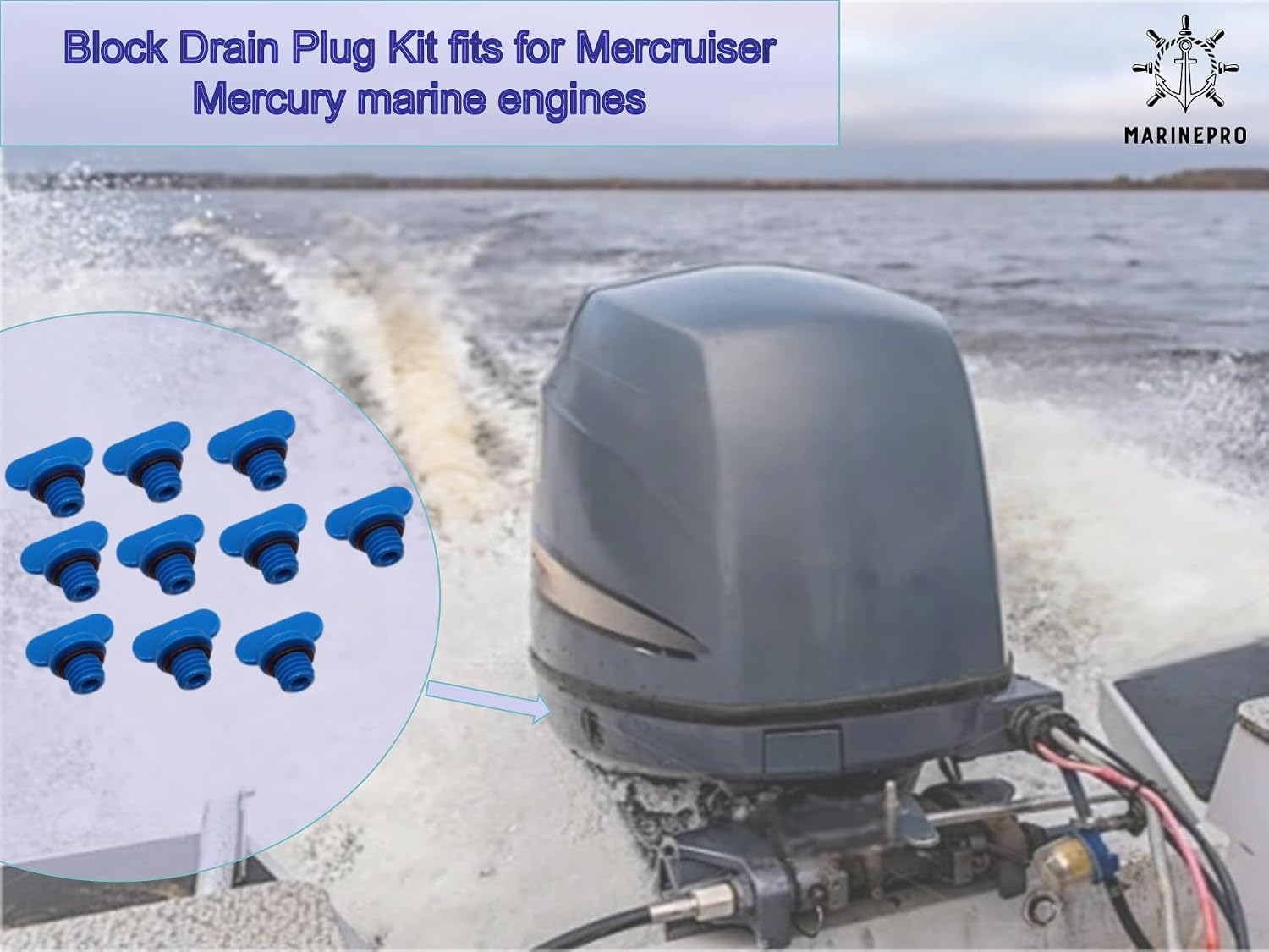 OEM Nylon Blue Manifold Engine Block Drain Plugs Kit Replaces for 22-806608A02 & 18-4226,10Pcs.