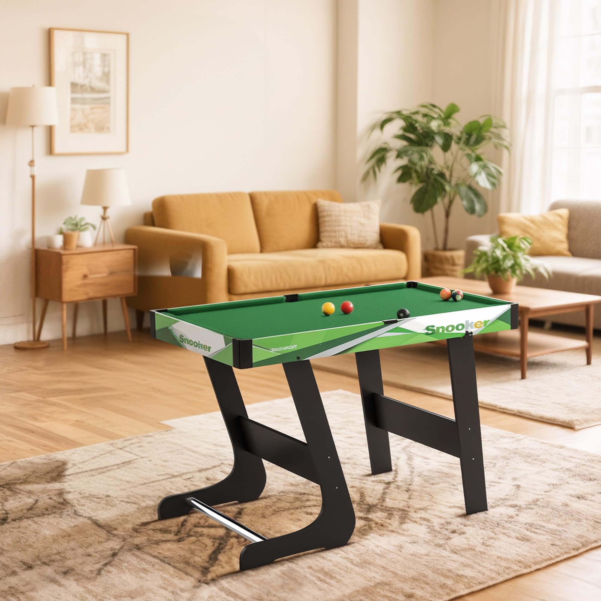 SPORTNOW Tavolo da Biliardo Pieghevole con Accessori, Stecche da Biliardo, Palle, Triangolo e Spazzola, Tavolo Biliardo Professionale per Adulti, 104x55.5x68 cm