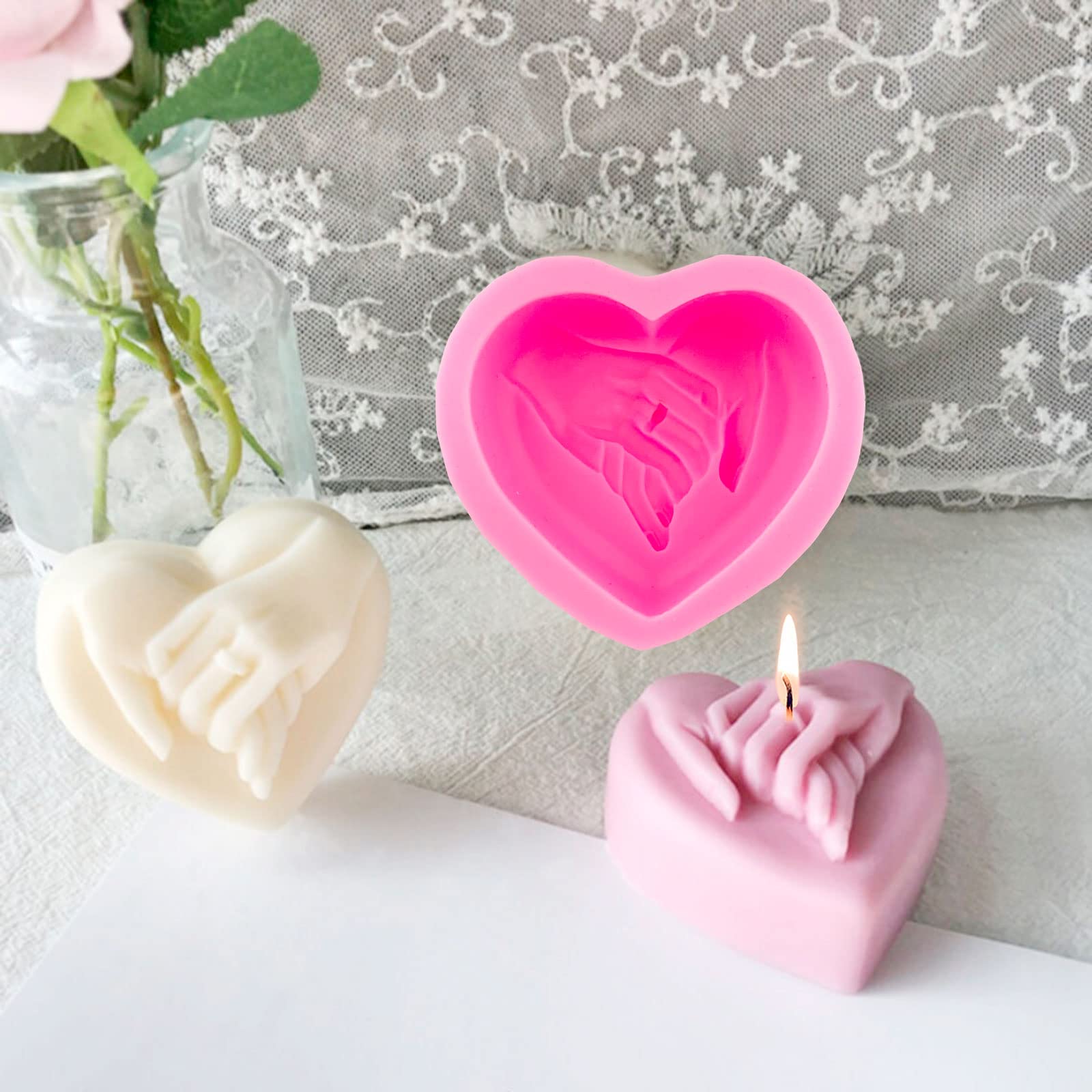 Stampo in silicone a forma di cuore per realizzare candele, fondente fai da te, aromaterapia, profumato, 3D, regali di San Valentino