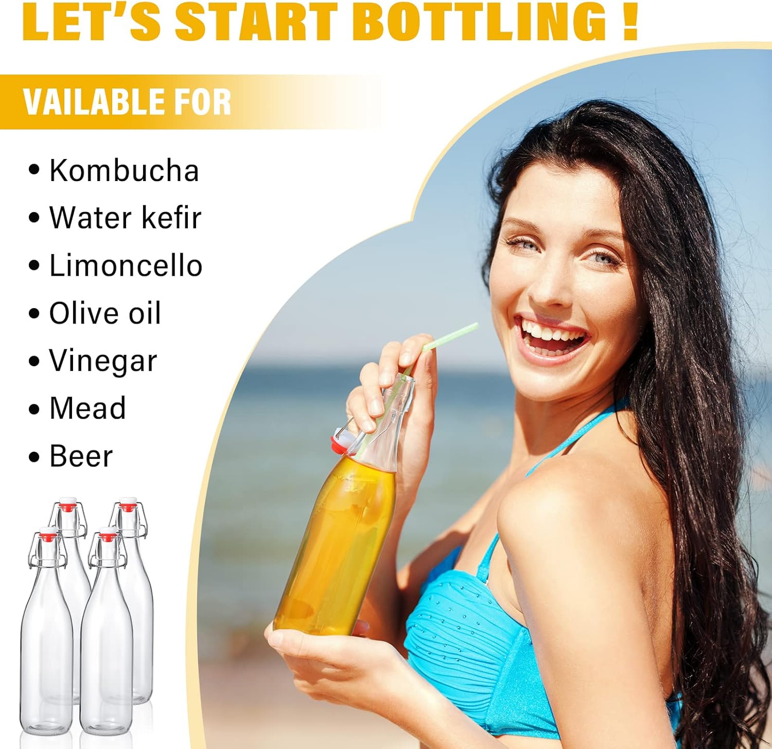 Aoriher 12 Pcs 25 oz Swing Top Glass Bottles 750 ml Glass Bottles with Red Caps for Home Brewing Kombucha Homemade Juices Beer Water Oil Vinegar Soda Syrup Kefir Beverages