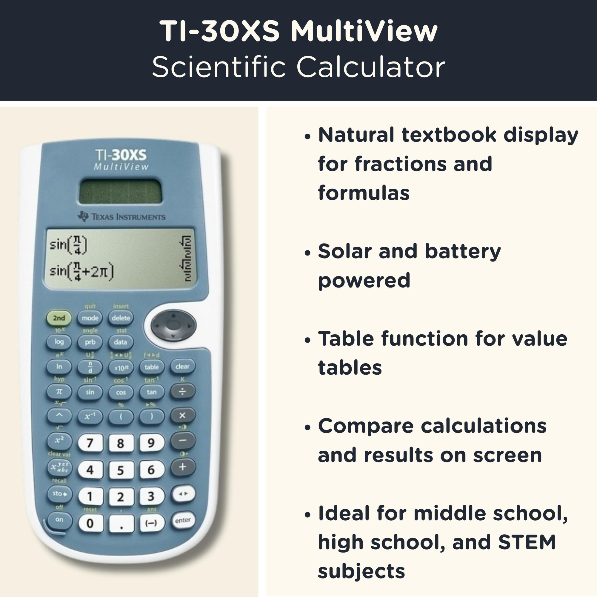 TI-30XS - Calcolatrice scientifica multiview + guida definitiva + custodia protettiva WYNGS